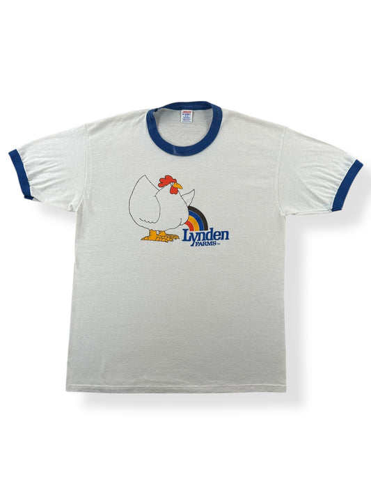 Front of Vintage Lynden Farms Chicken Ringer Tee SZ L
