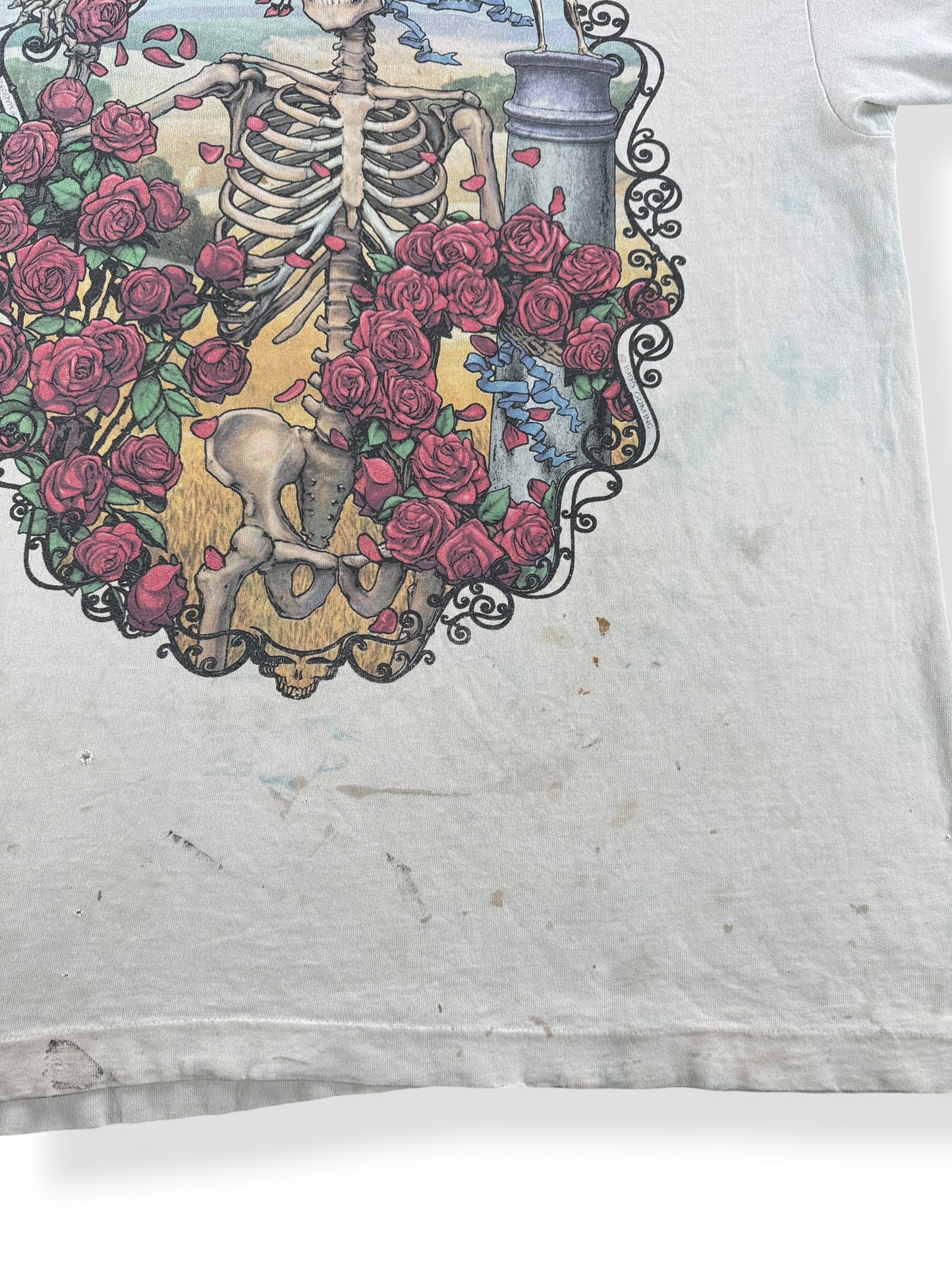 Stains on Vintage Grateful Dead 30 Years Bertha Liquid Blue Tee SZ XL