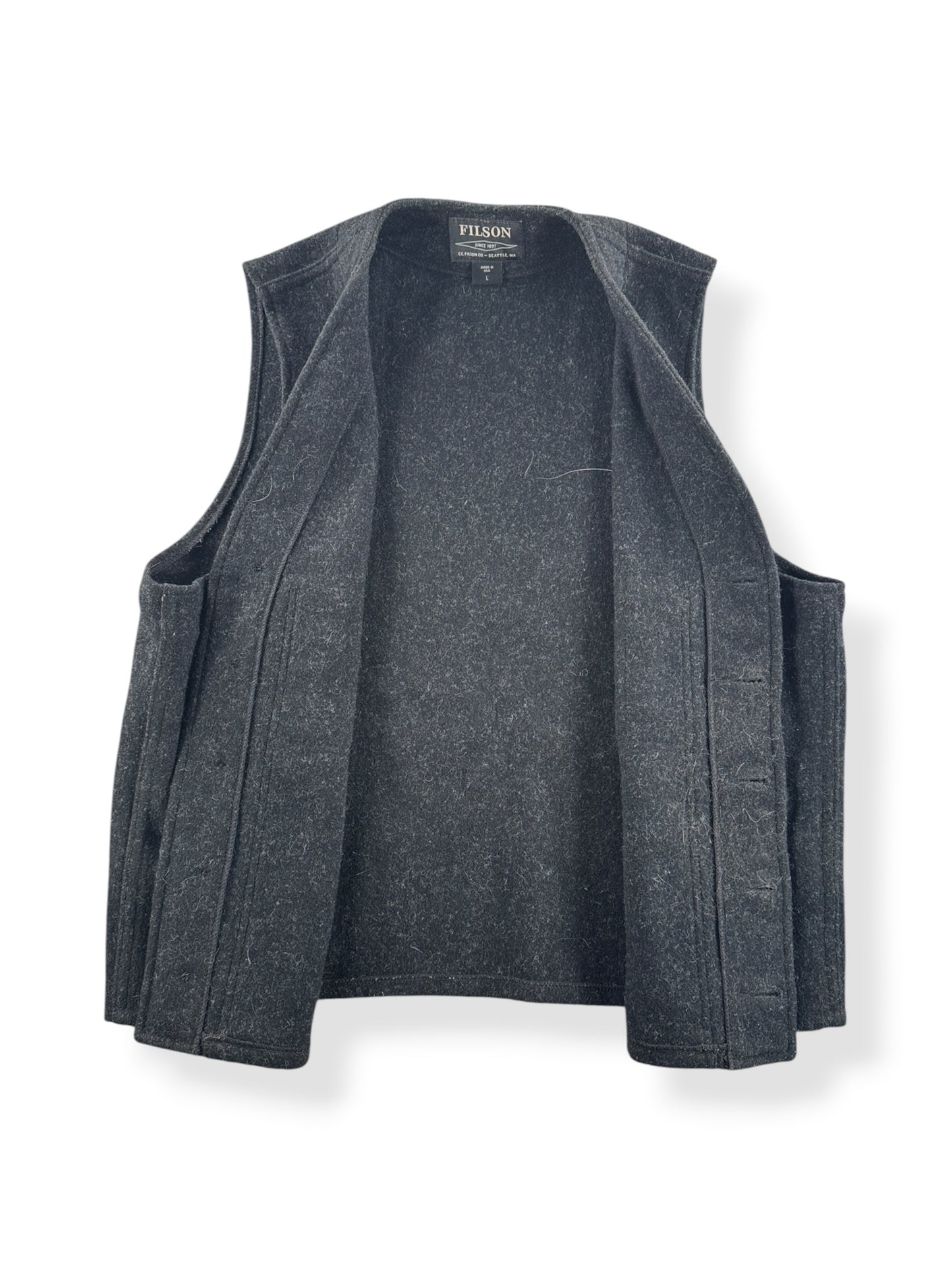 Filson Charcoal Wool Vest SZ L