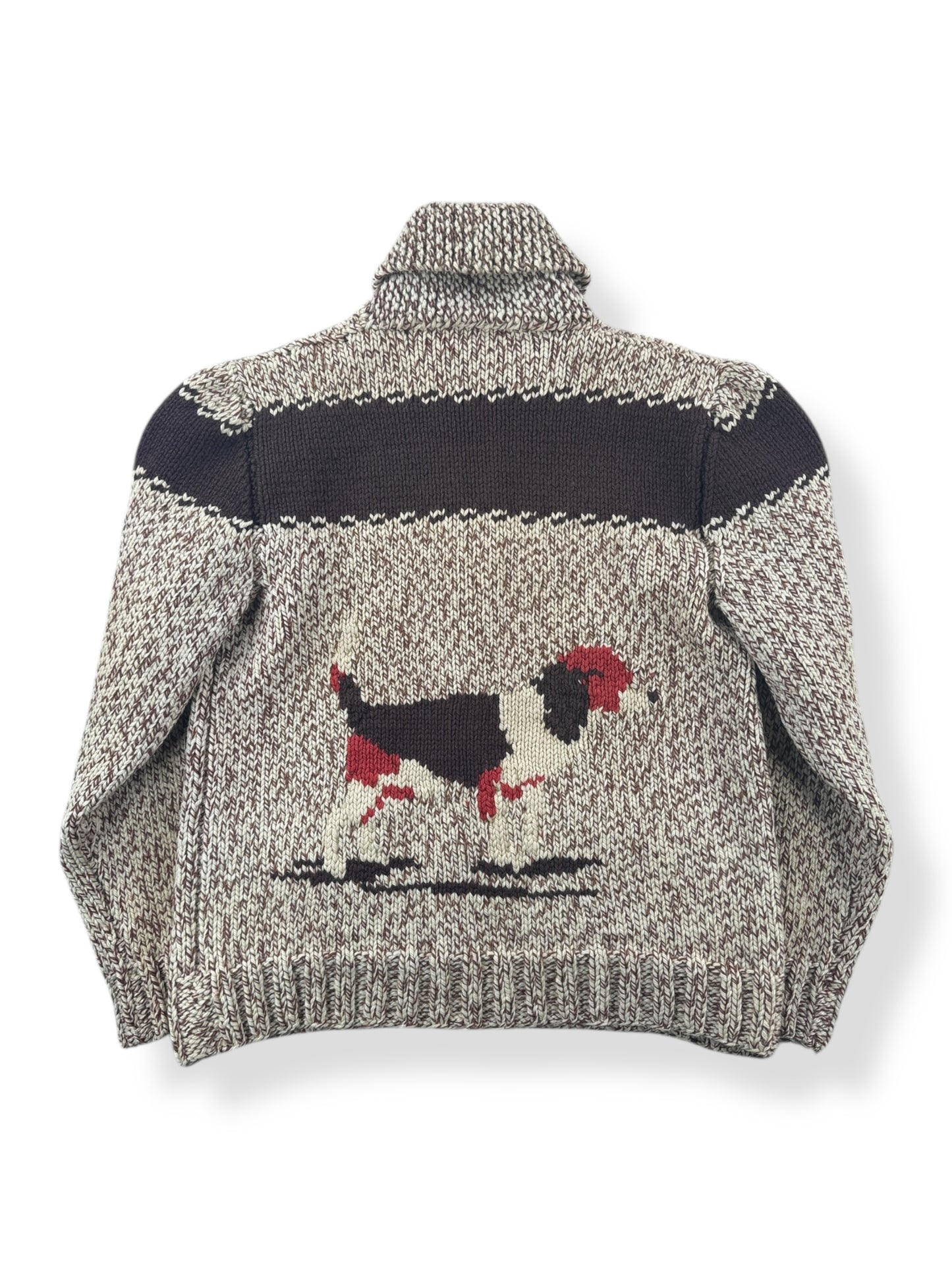 Back of Vintage Mary Maxim Beagle Cowichan Style Sweater SZ M