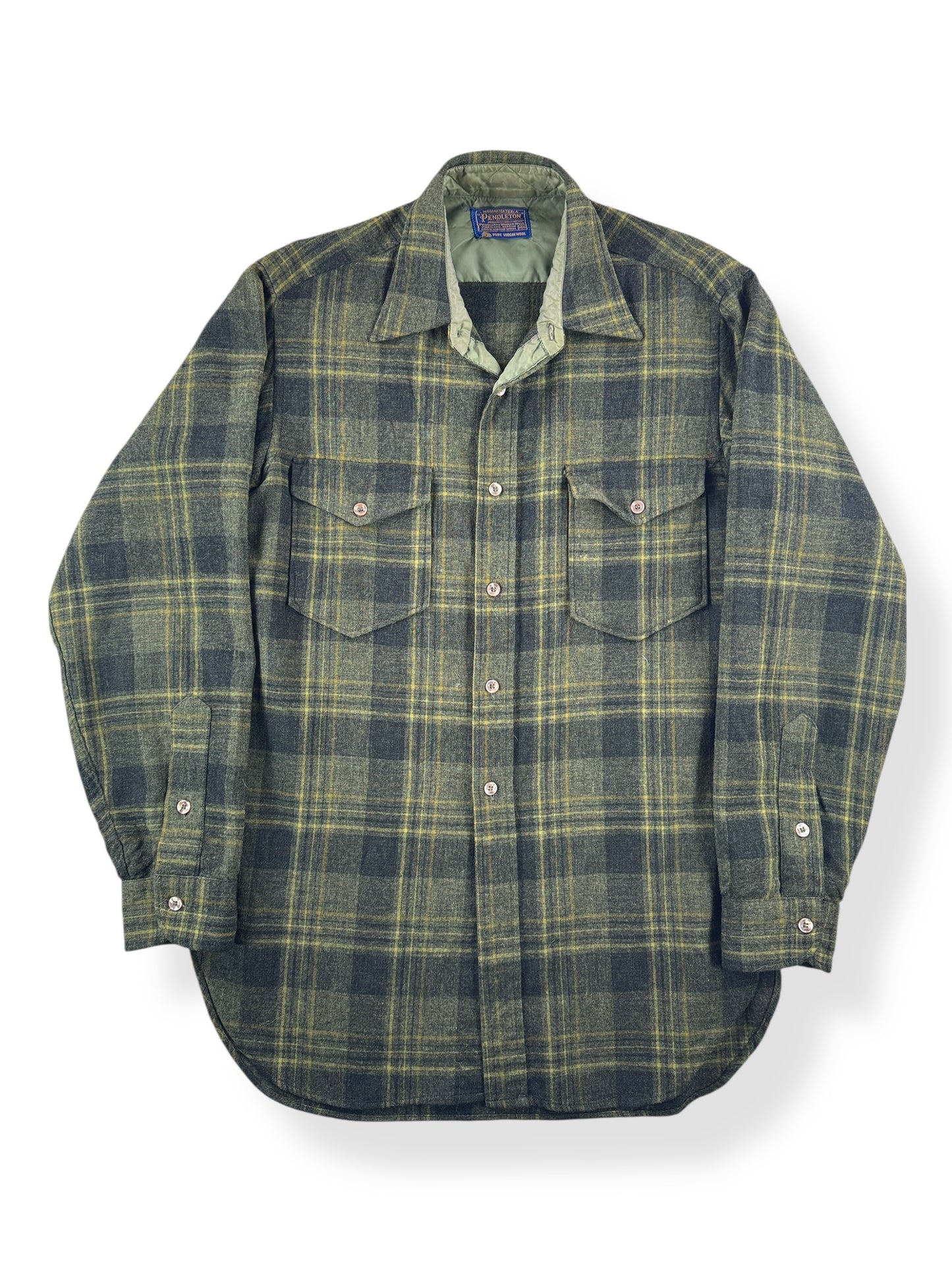 Front of Vintage Green Toned Pendleton Flannel SZ M