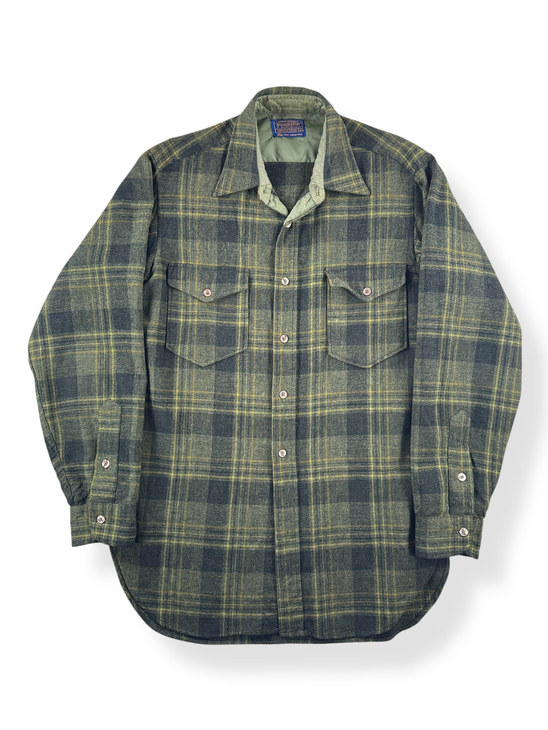 Front of Vintage Green Toned Pendleton Flannel SZ M