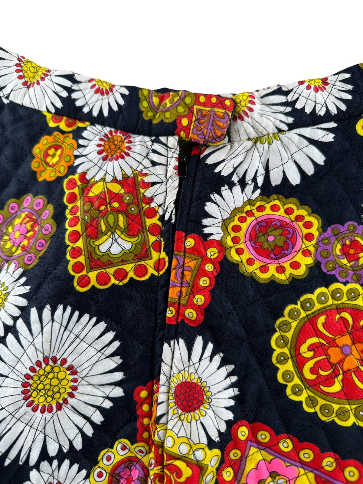 Zipper on Vintage 60s Floral Quilted Skirt W26