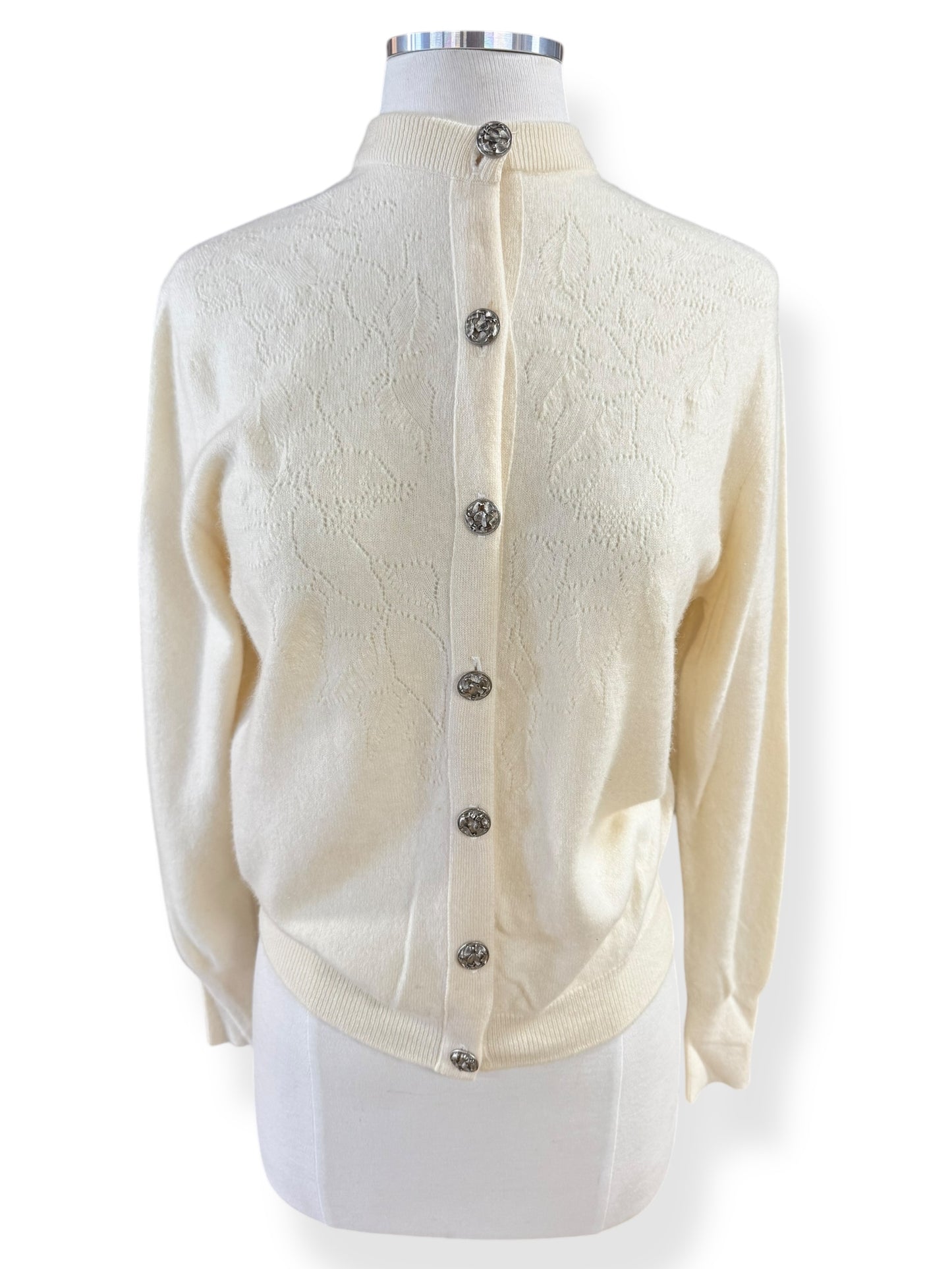 Front of 1950s Dalton Couture Cashmere Cardigan L