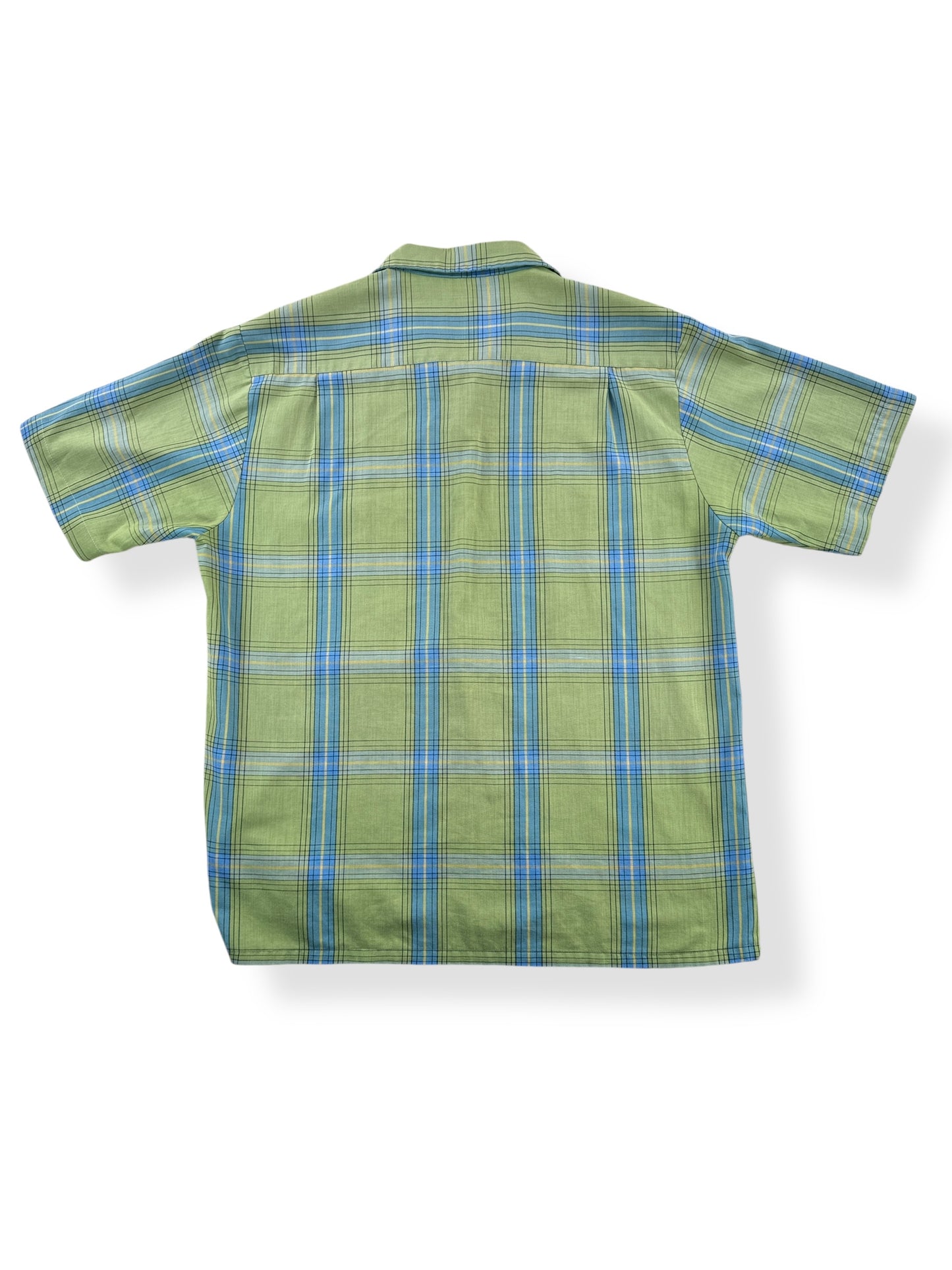 Back of Vintage Towncraft Penn Prest Short Sleeve Loop Collar Shirt SZ M