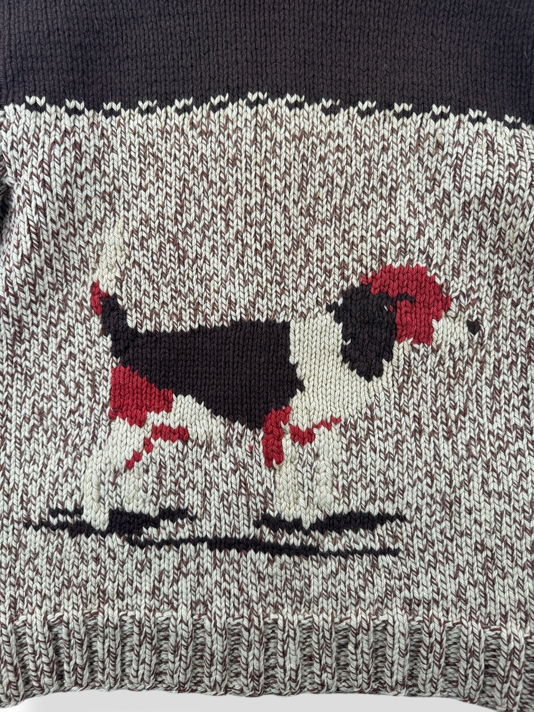 Back Graphic of Vintage Mary Maxim Beagle Cowichan Style Sweater SZ M