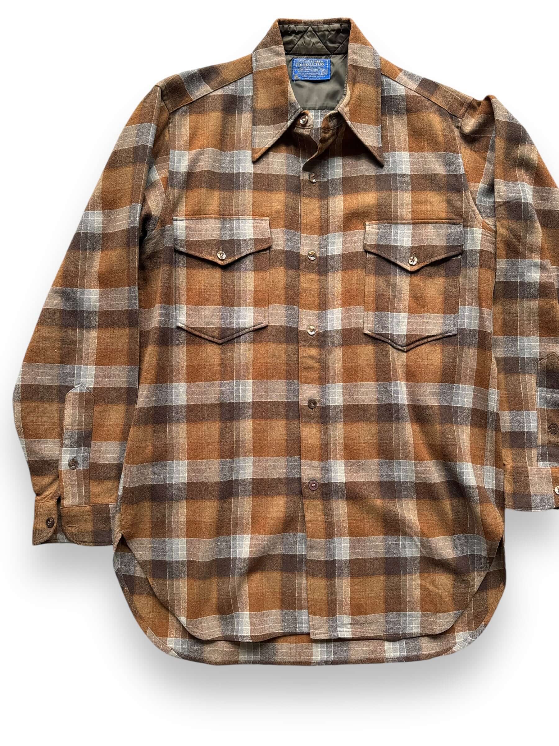 front right of Vintage Pendleton Earthtone Flannel SZ 15 (M)