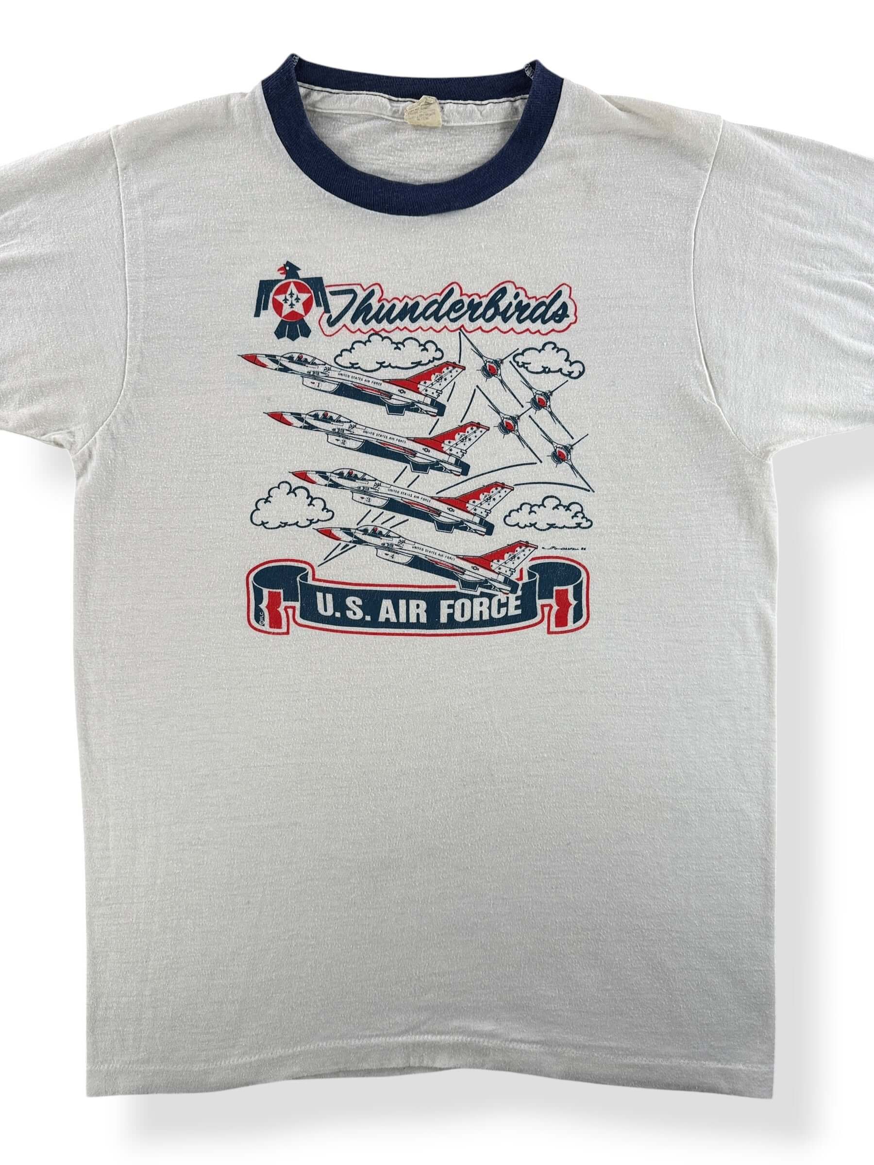 Front Close Up of Vintage Thunderbirds Air Force Ringer Tee SZ M (Fits S)