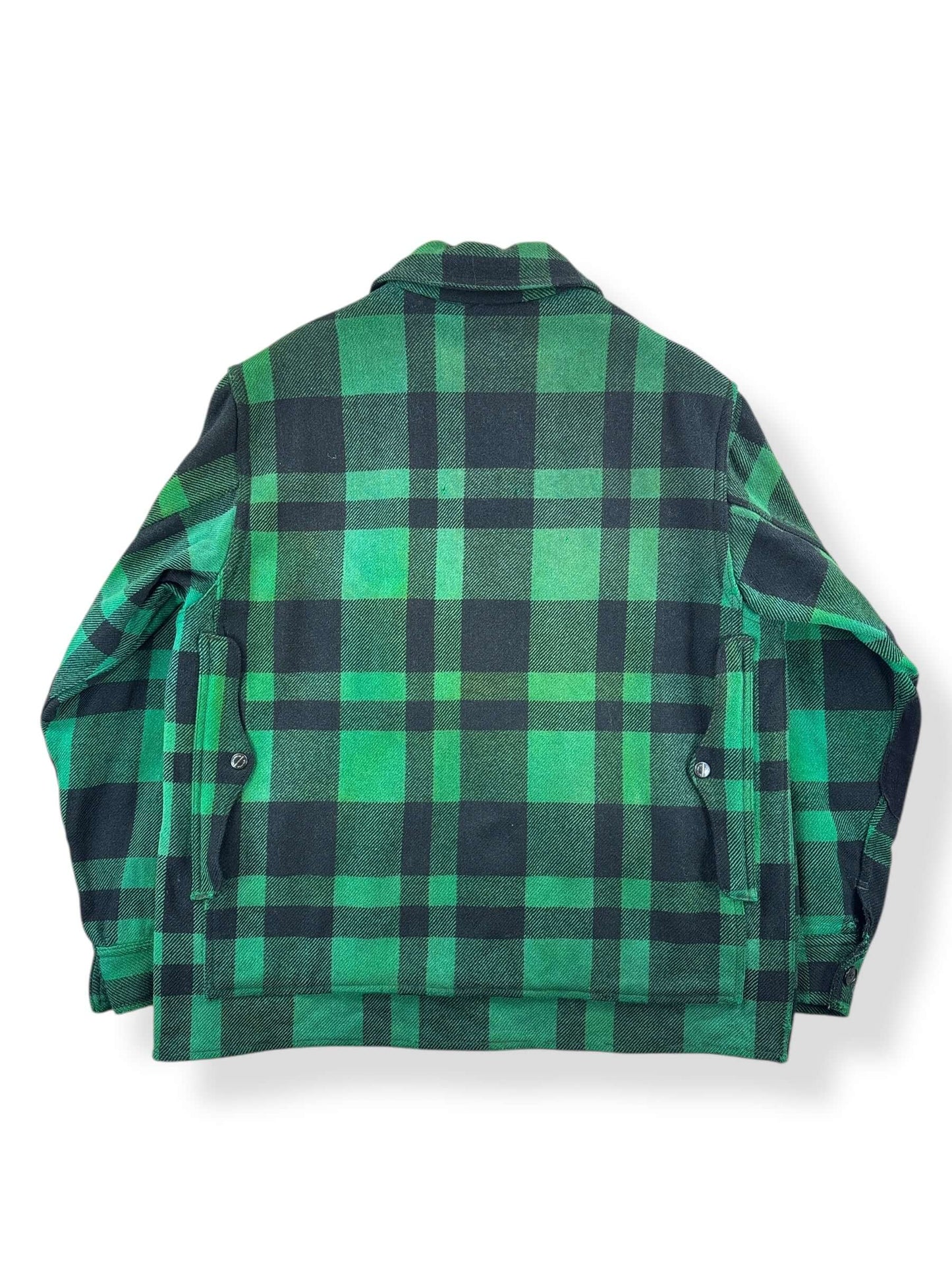 Back of Vintage Union Made Filson Green and Black Cruiser Jacket SZ 46