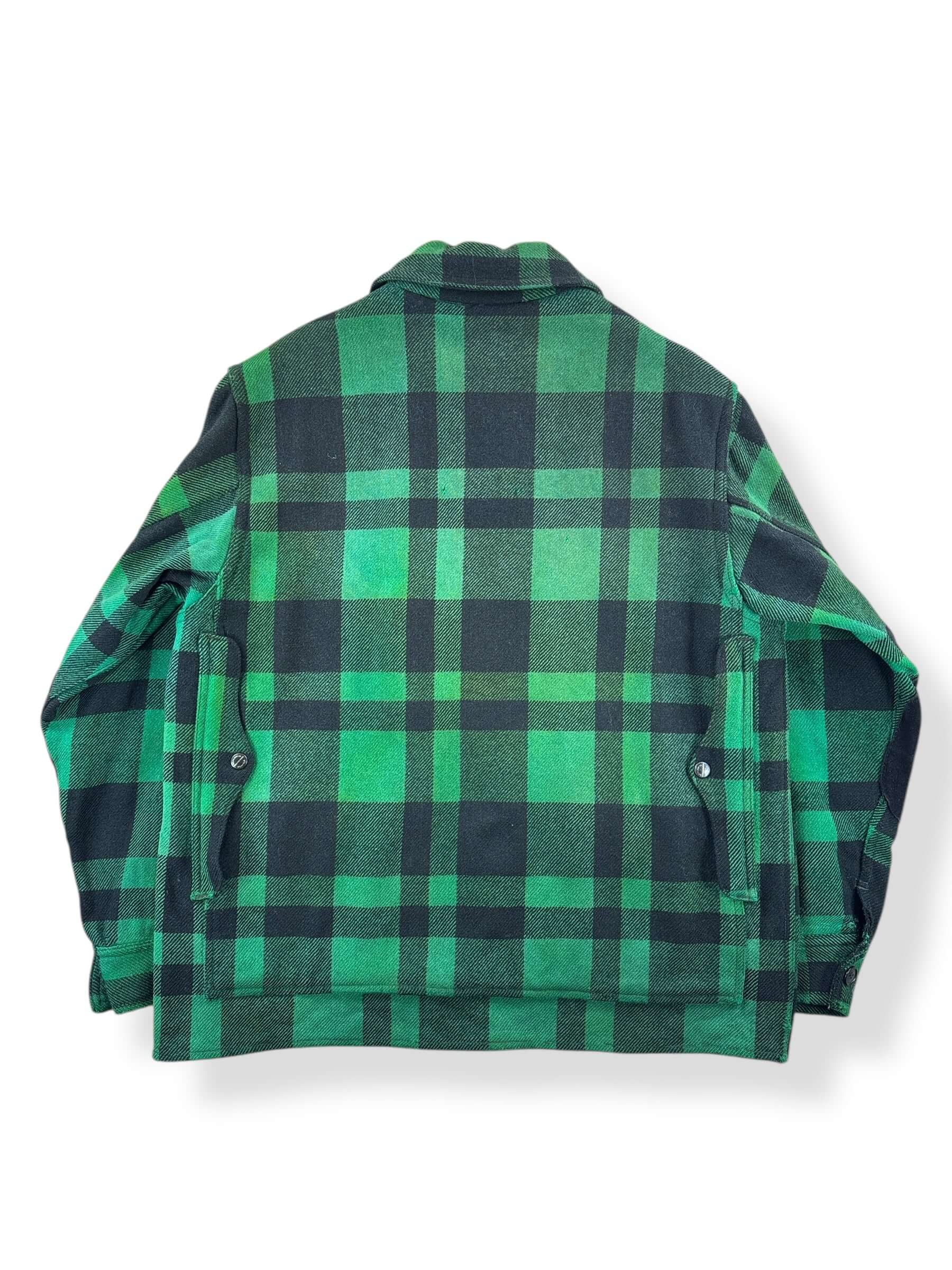 Back of Vintage Union Made Filson Green and Black Cruiser Jacket SZ 46