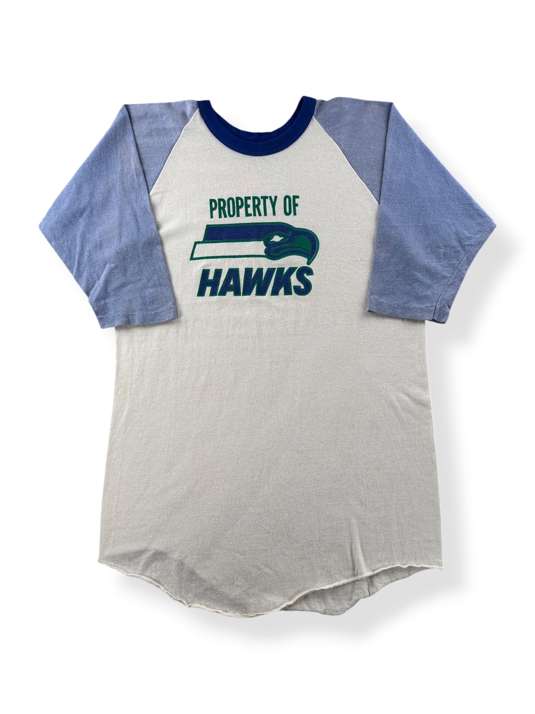 Front of Vintage 70's Seahawks Raglan Tee SZ XL (Fits M)