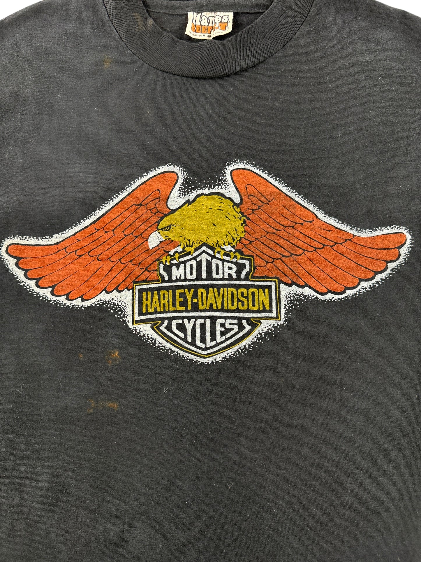 Graphic of Vintage Bellevue Harley Davidson Logo Tee SZ M (Fits S)
