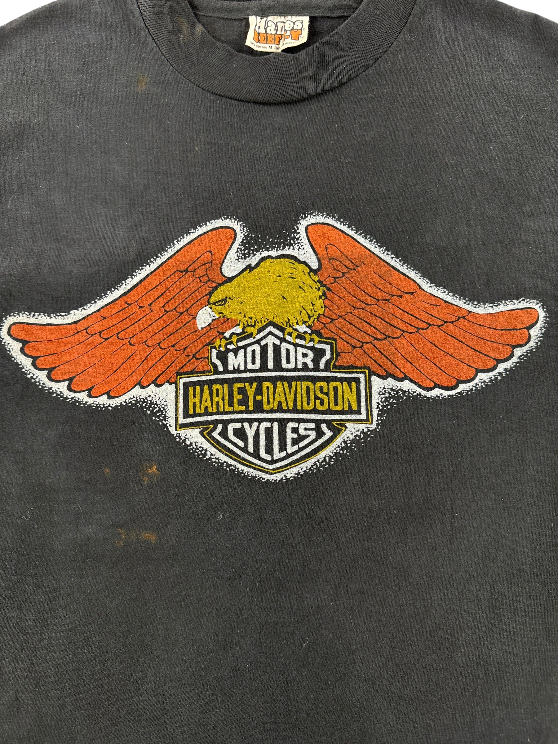 Graphic of Vintage Bellevue Harley Davidson Logo Tee SZ M (Fits S)