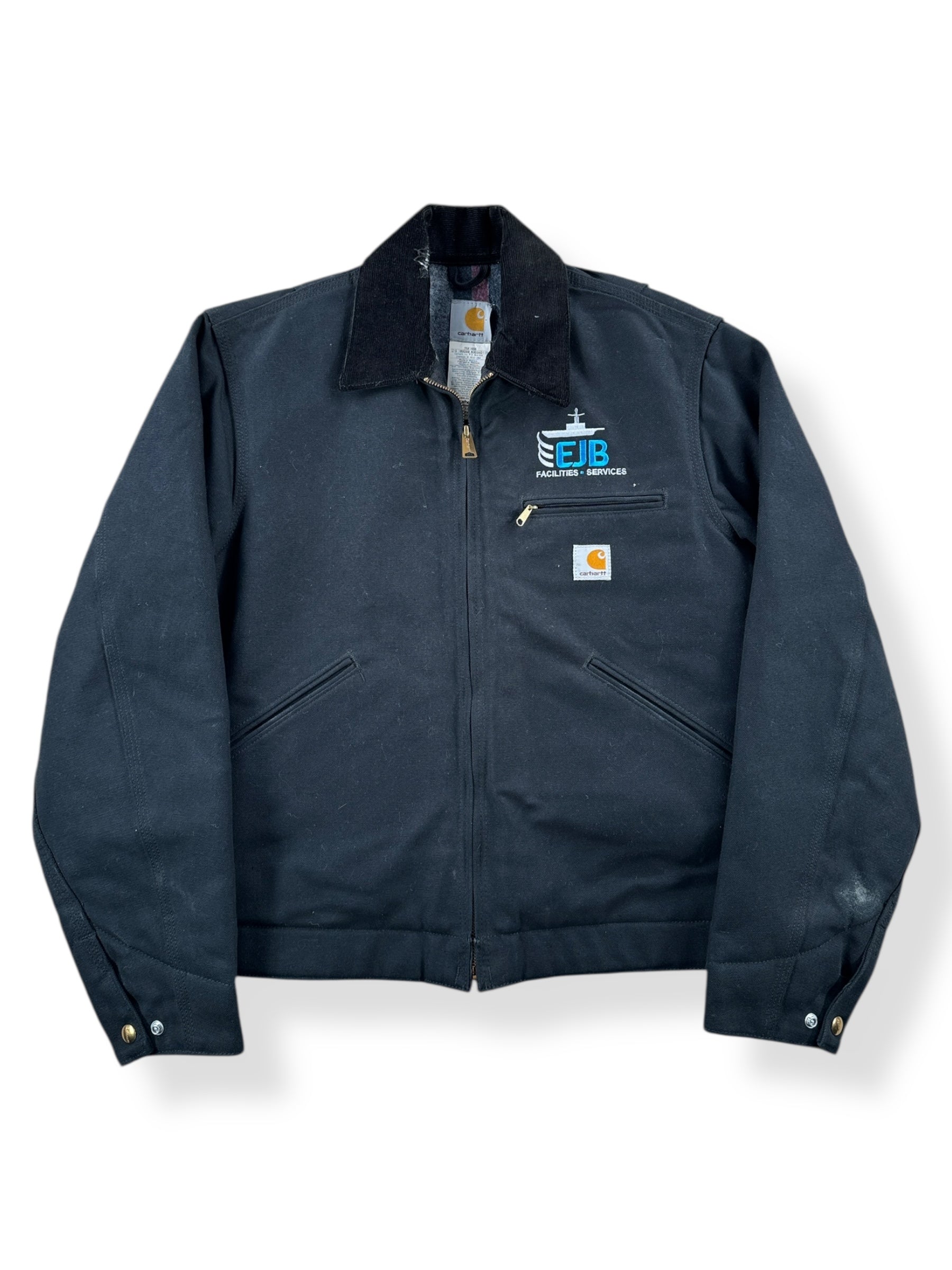 Front of Crispy Black EJB Carhartt Detroit Jacket SZ S