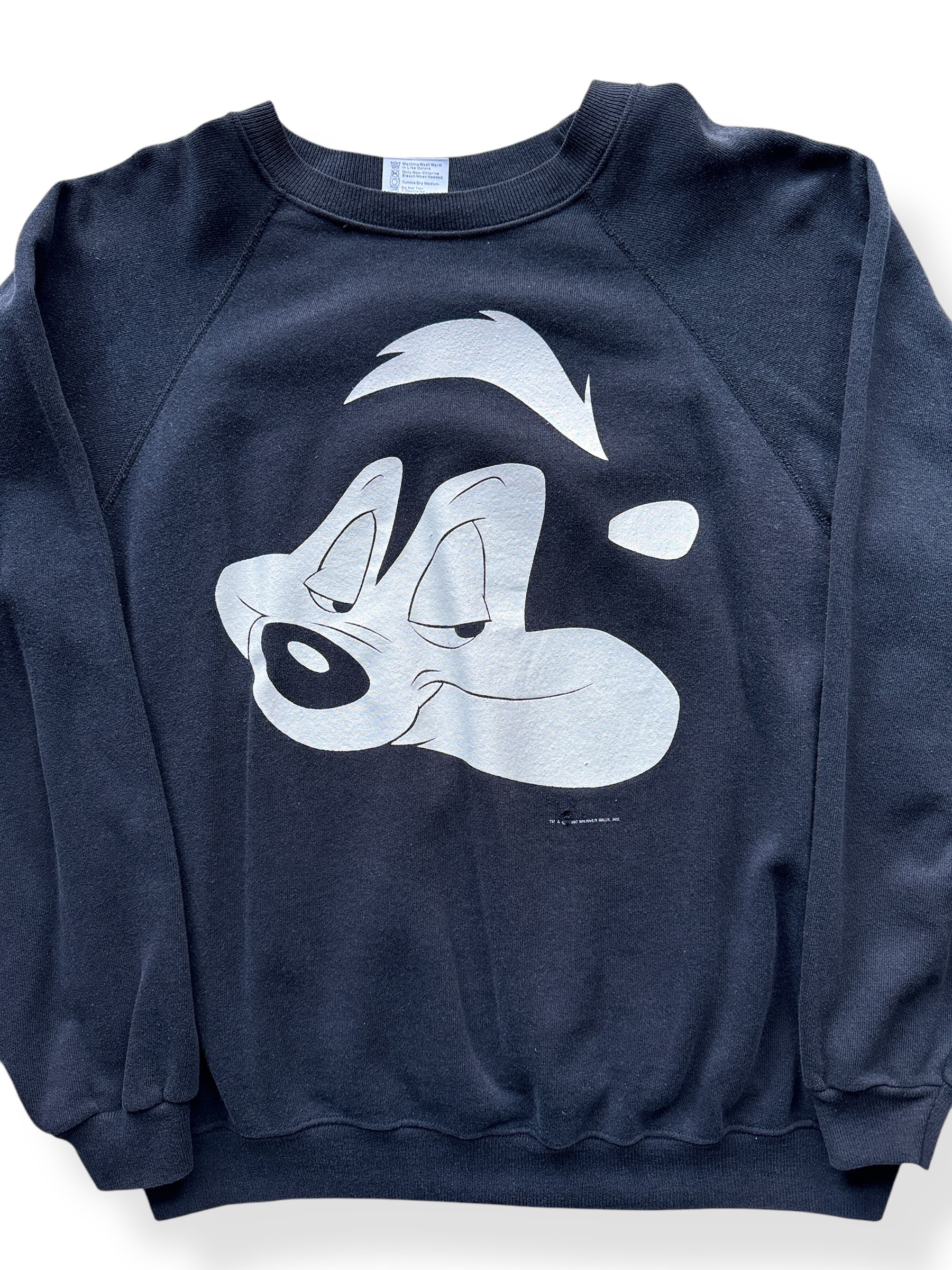 Front Close Up of Vintage Pepe LePew Crewneck SZ XL