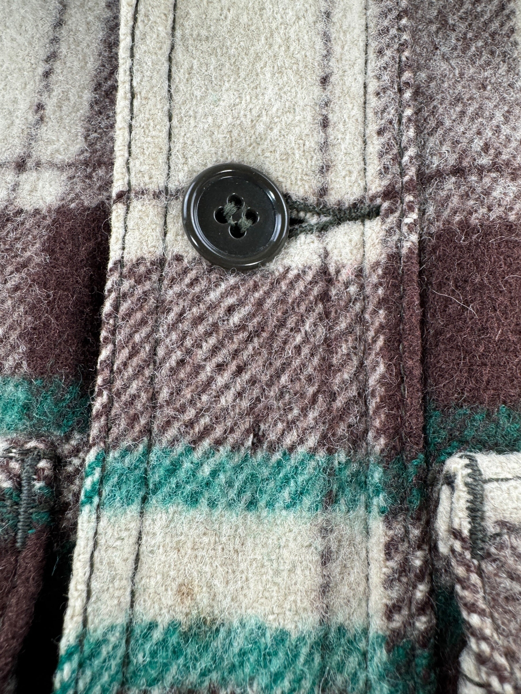 Stain on Vintage 1951 Filson Peppermint Patty Mackinaw Cruiser Jacket SZ XL