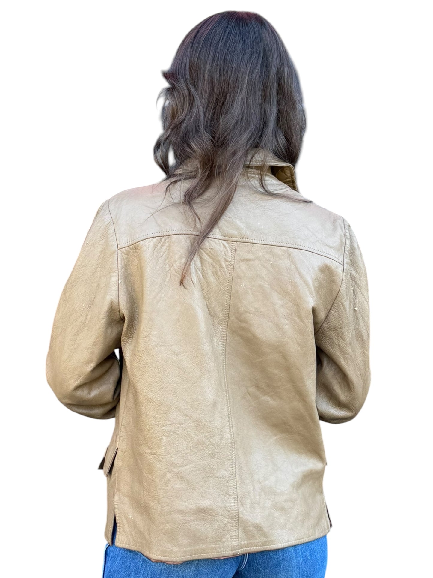 Vintage Womens 40s-50s Light Brown Leather Jacket SZ L