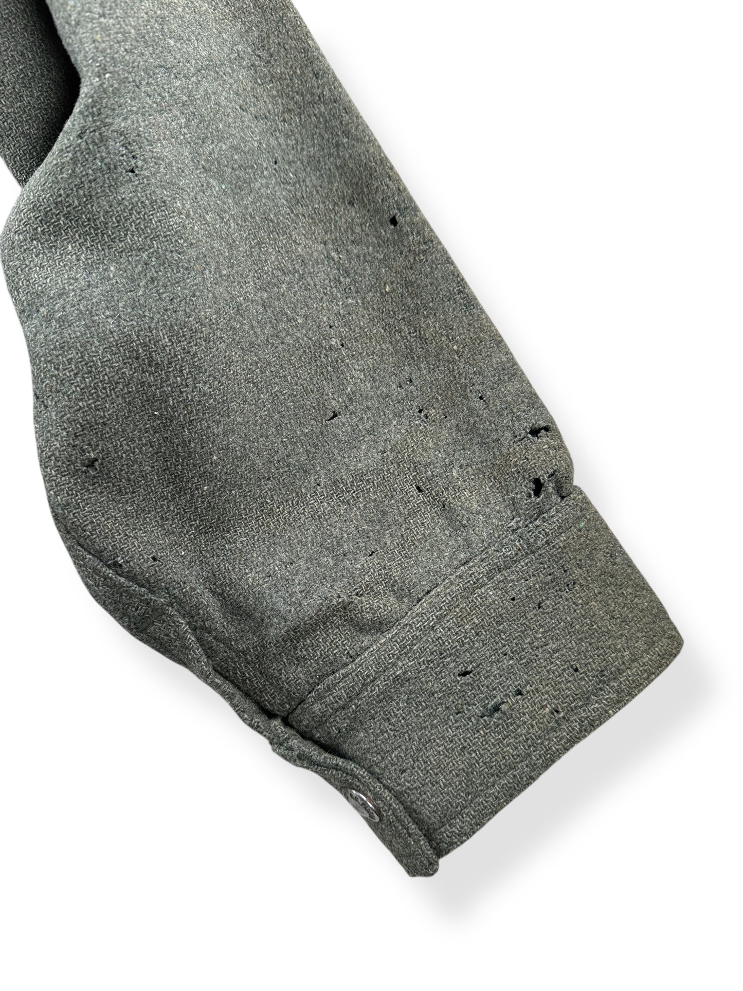 Holes on Sleeve of Vintage Filson Wool/Nylon Blend Jacket SZ L AS IS