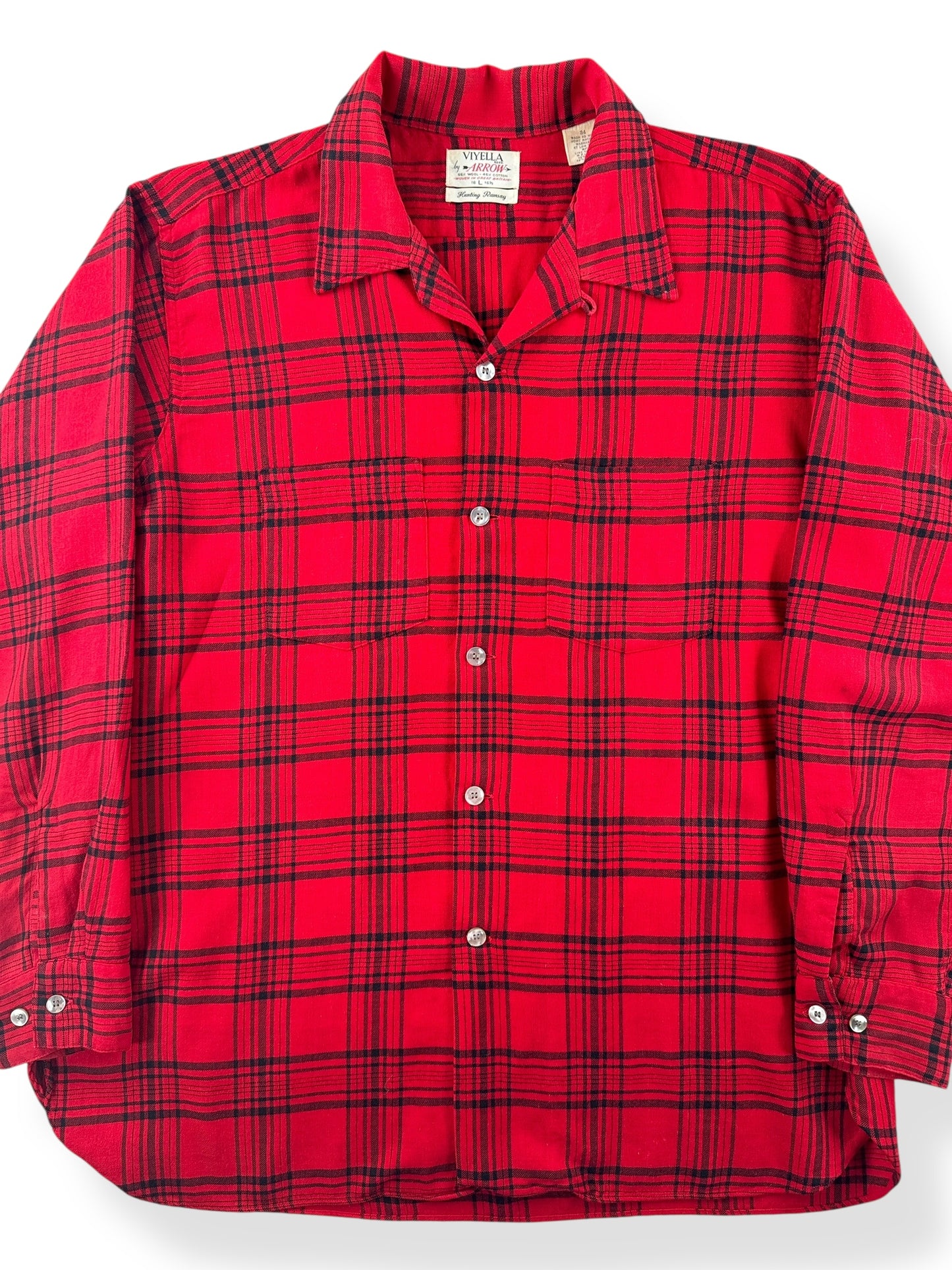 Front Close Up of Vintage Viyella by Arrow Hunting Ramsey Shirt SZ L