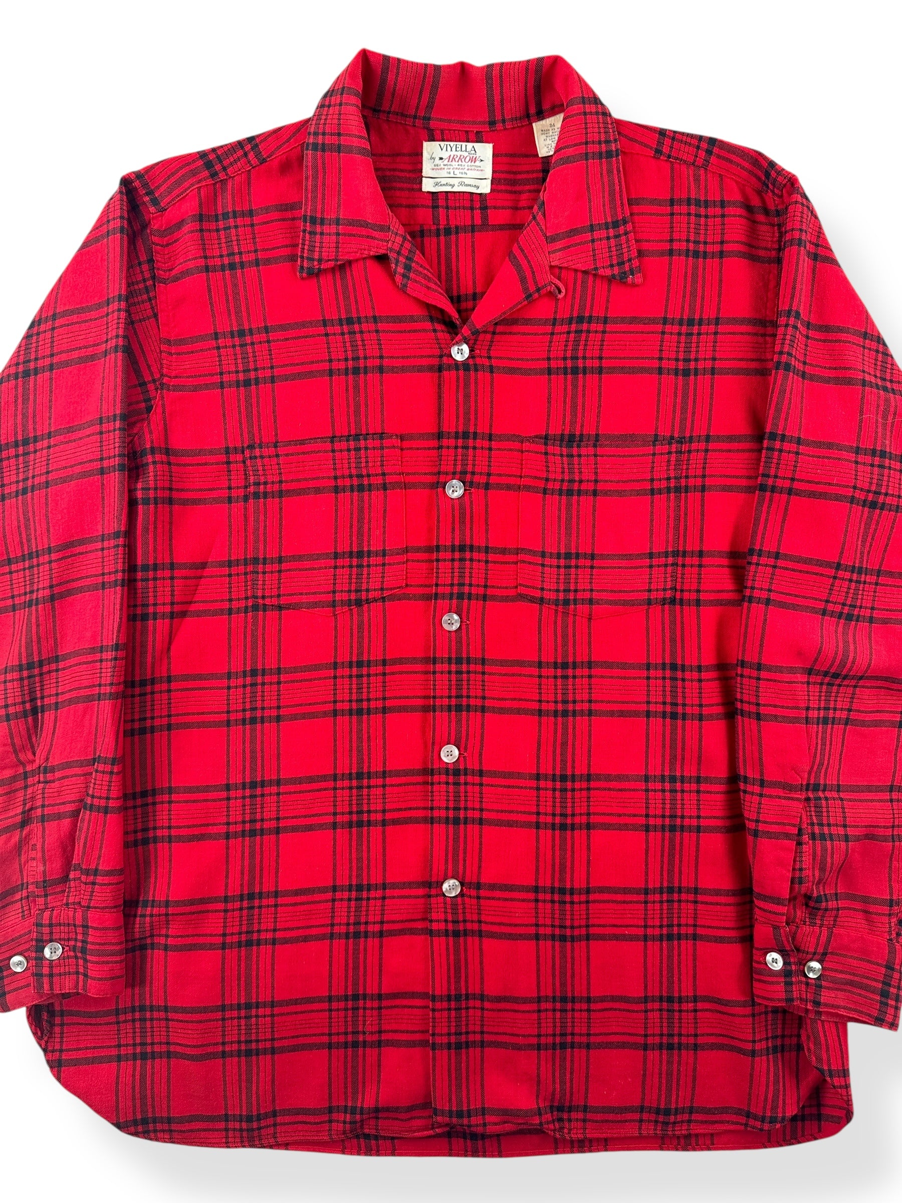 Front Close Up of Vintage Viyella by Arrow Hunting Ramsey Shirt SZ L
