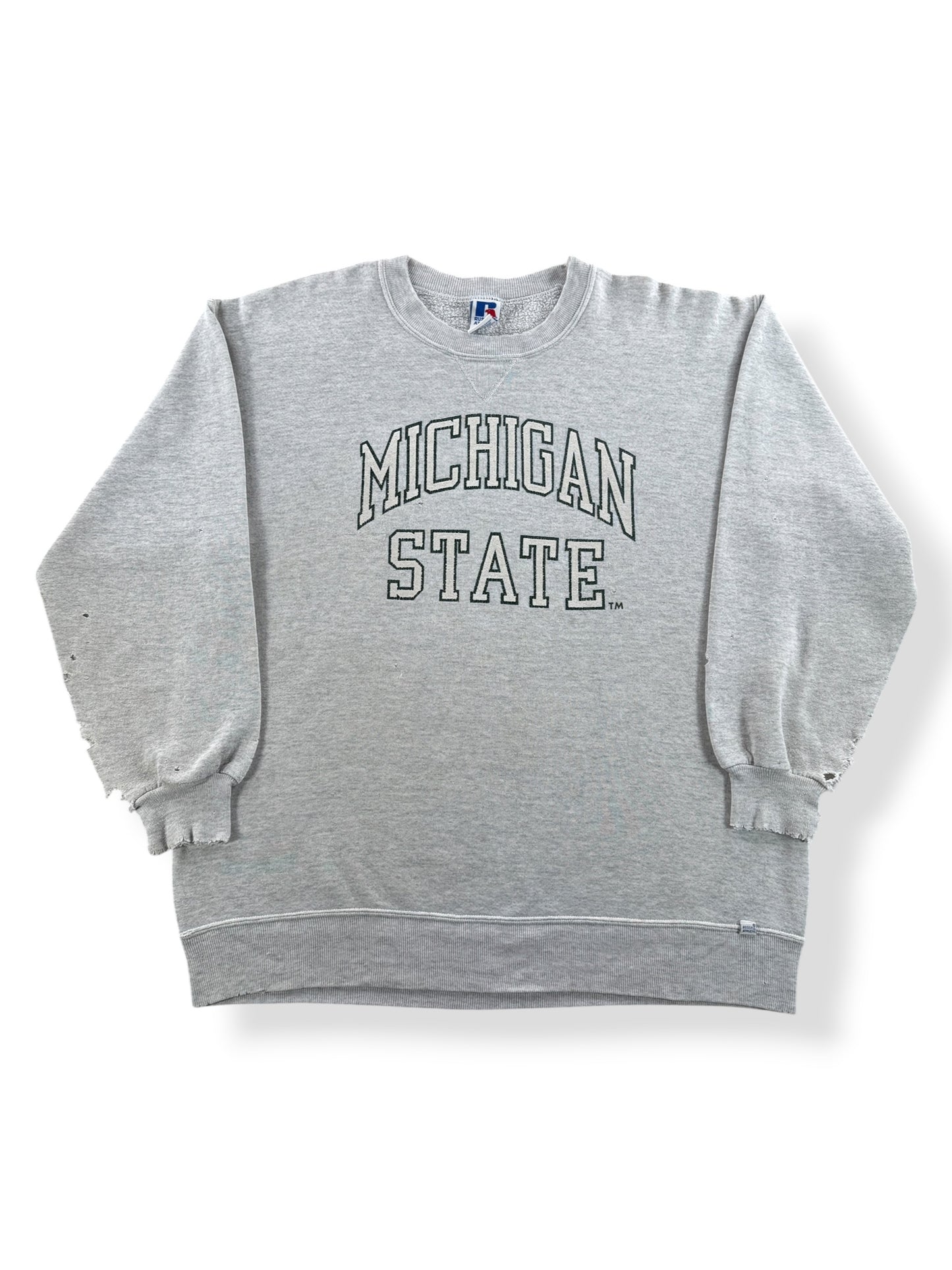 Front of Vintage Thrashed Michigan State Crewneck SZ XXL (Fits L)