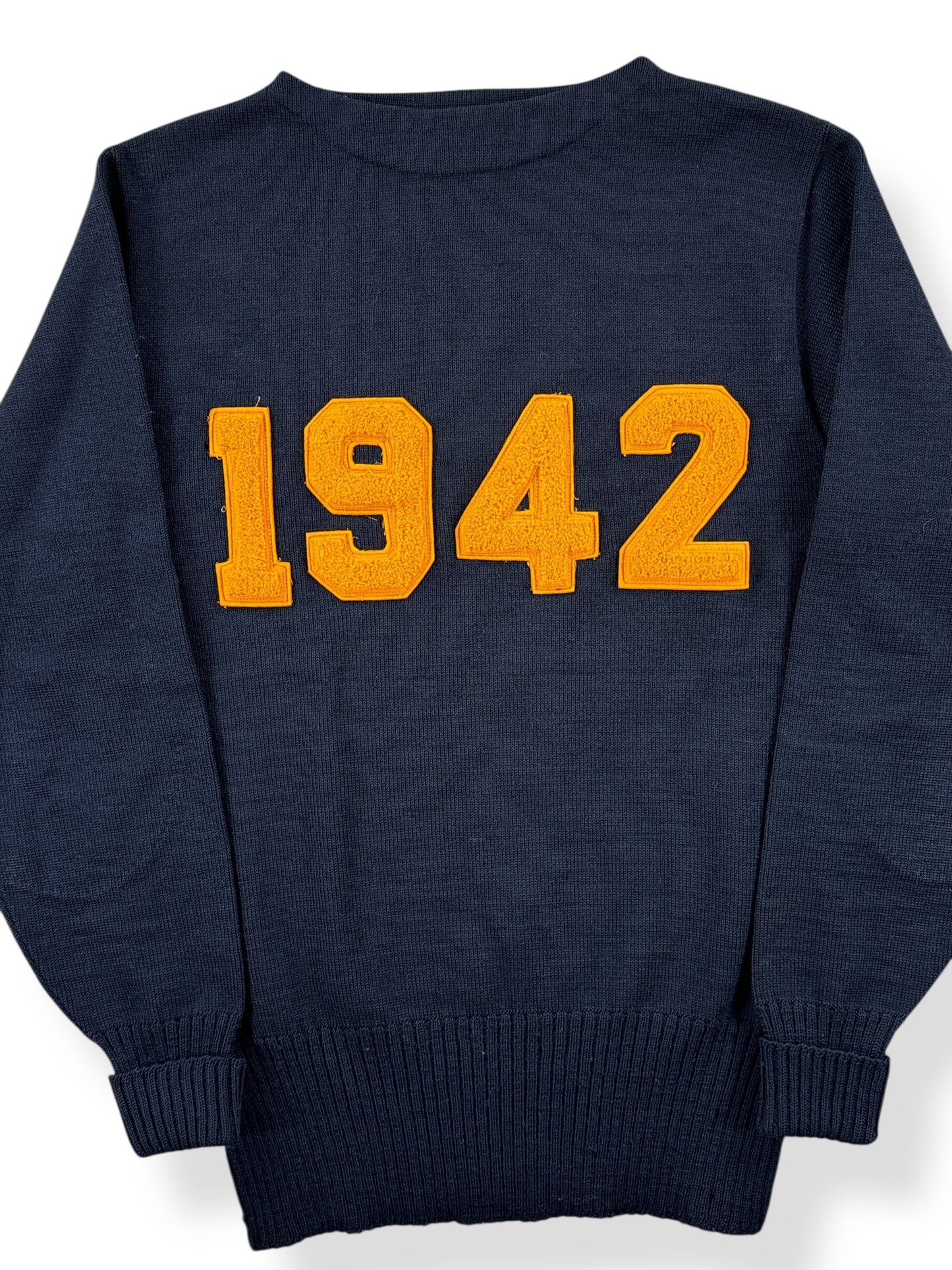 Front Close Up on Vintage 1942 University of Washington Sweater SZ S