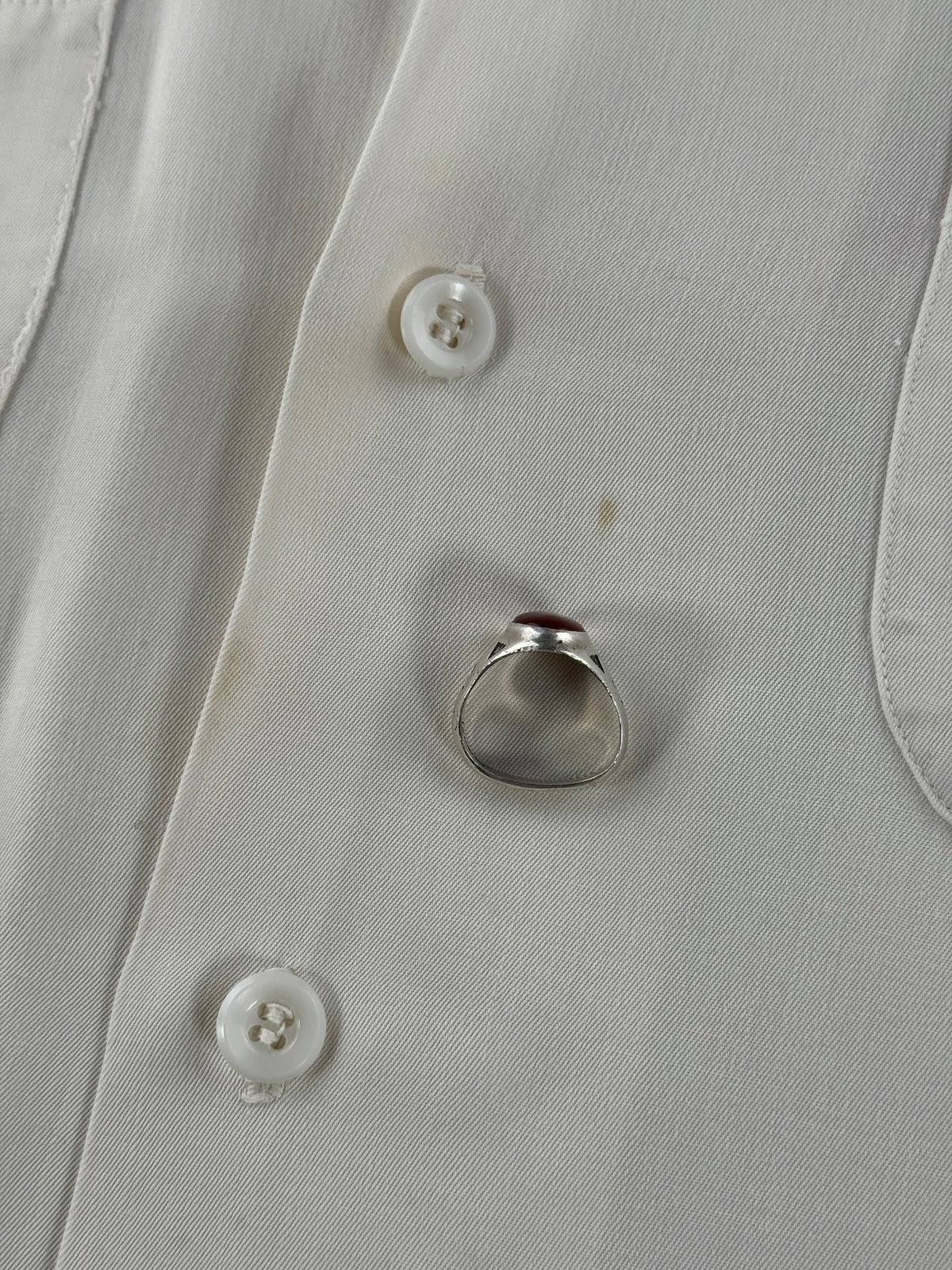 Small stain on Vintage Hasbro Chain Stitched Rayon Bowling Shirt SZ L