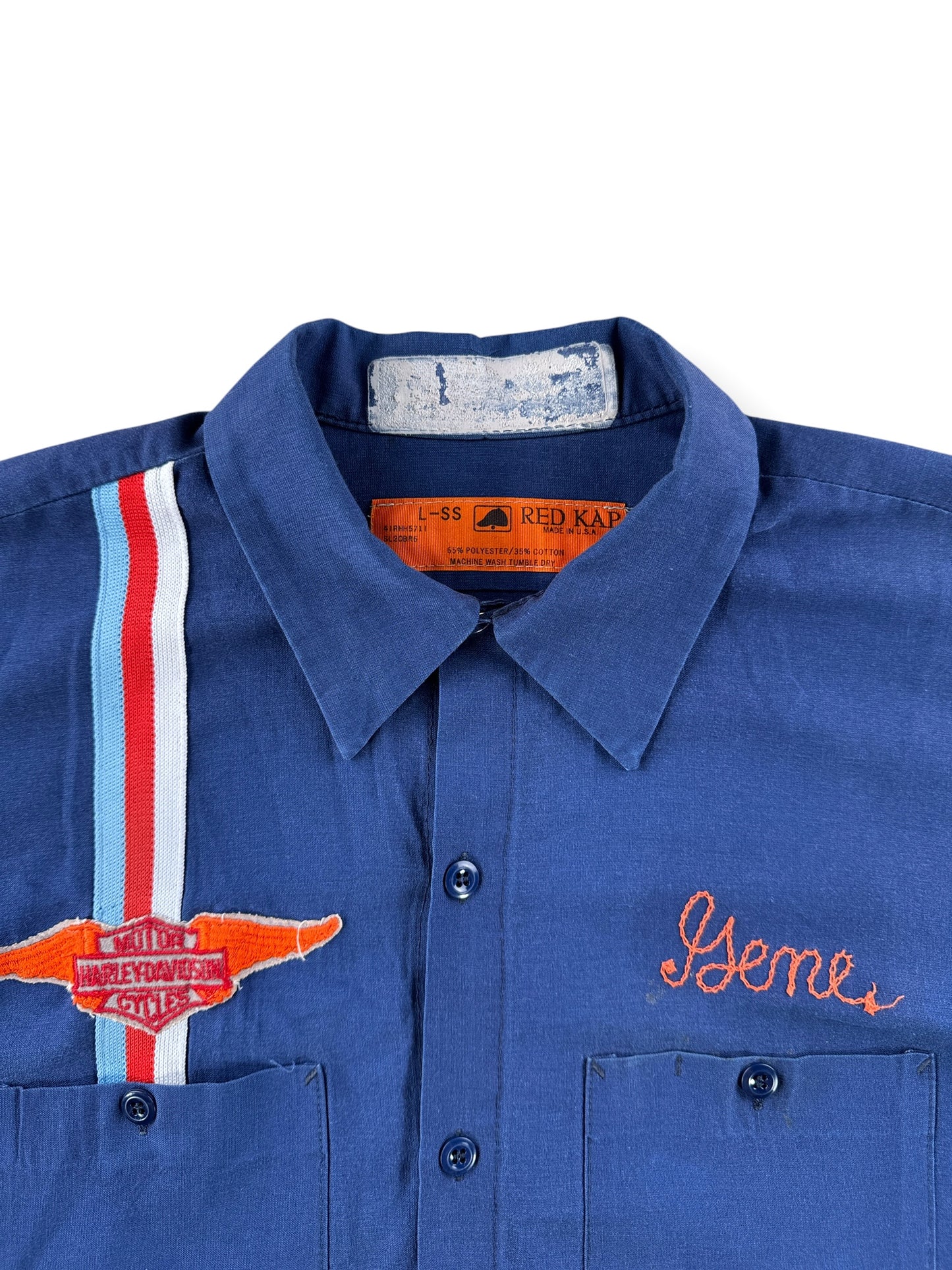 Collar on Vintage 60s Harley Mechanic Shirt SZ L