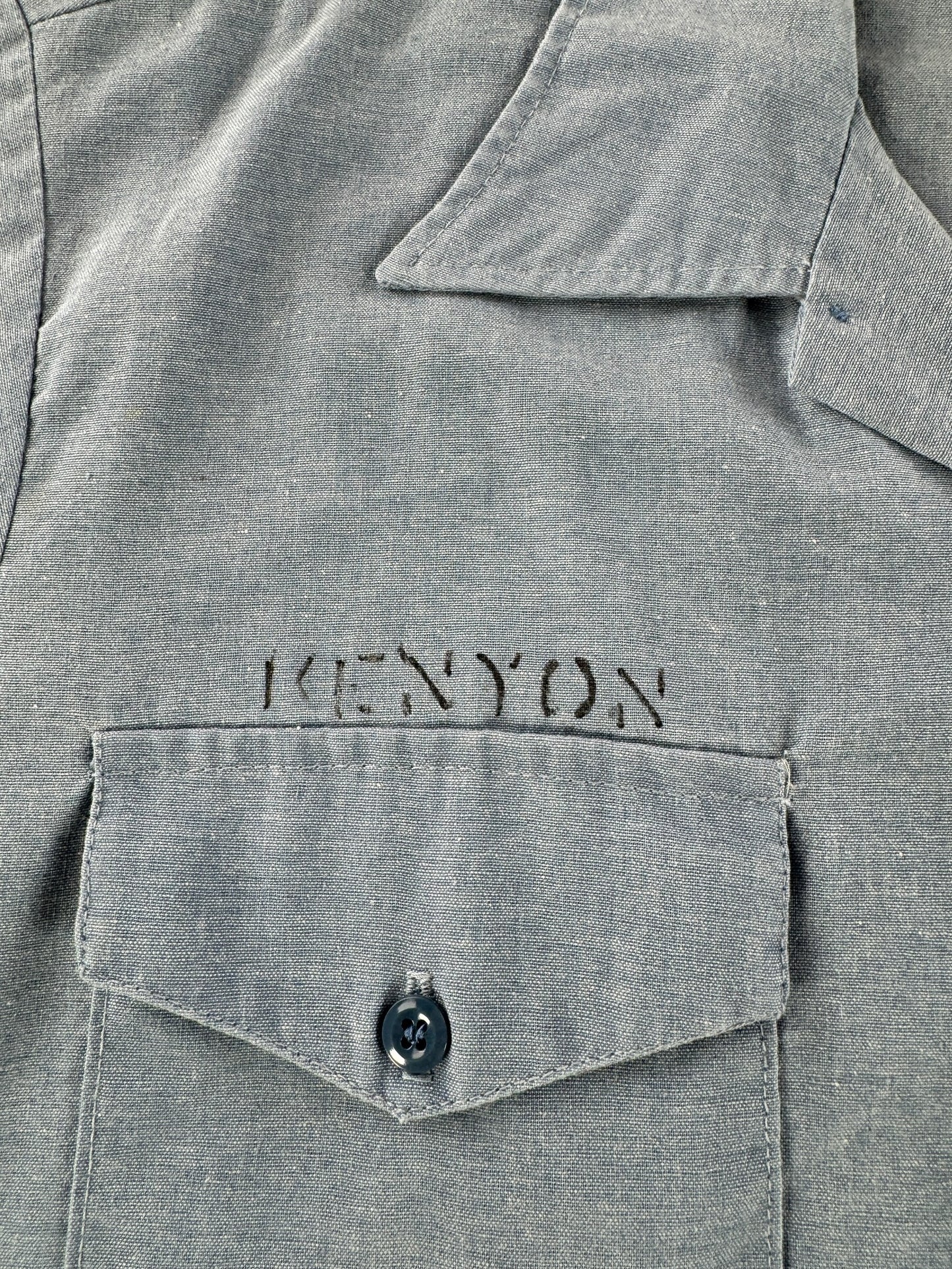 Name on Vintage Seafarer Stenciled Chambray Shirt SZ L