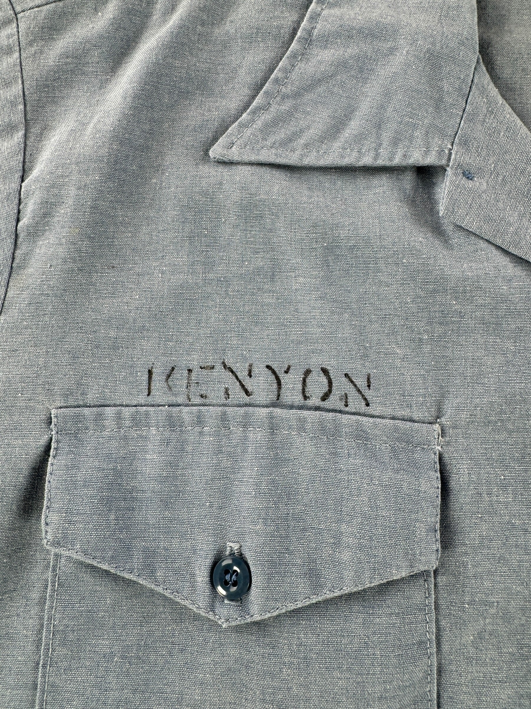 Name on Vintage Seafarer Stenciled Chambray Shirt SZ L