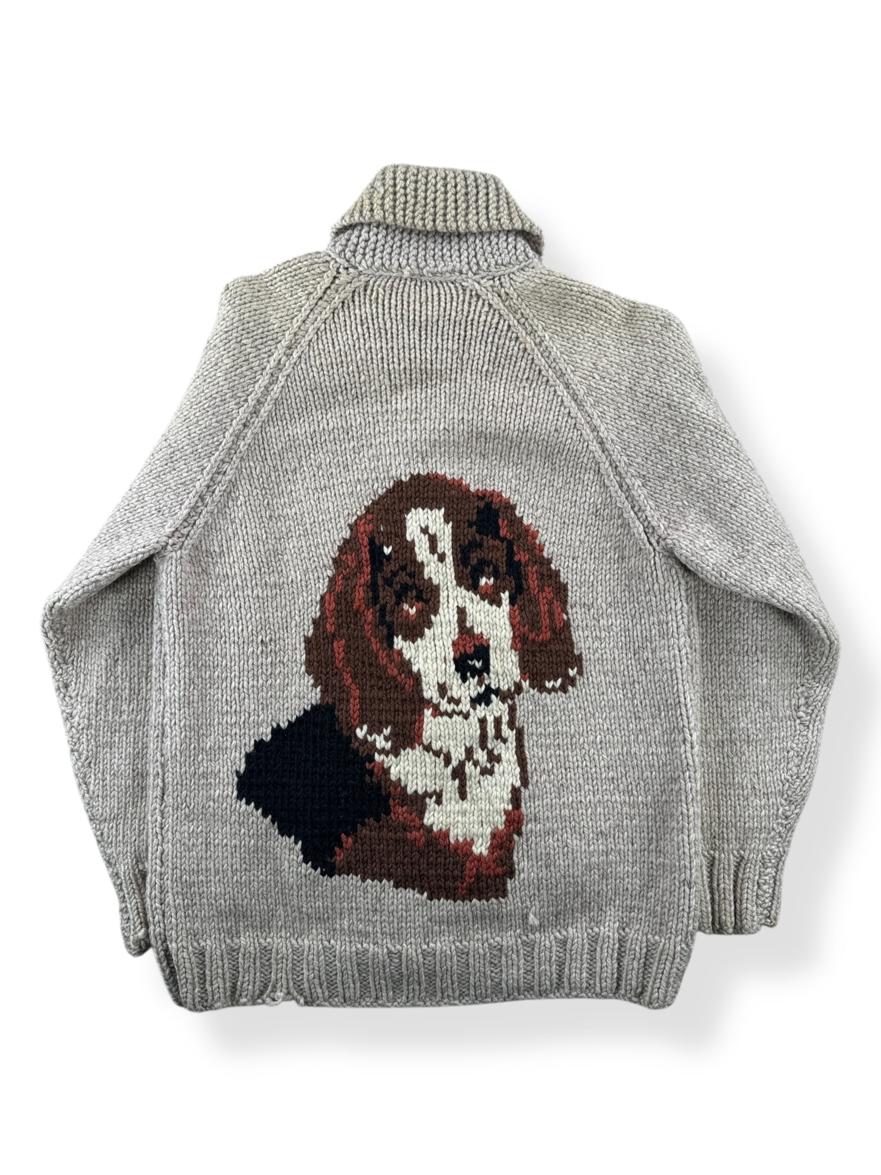 Back of Vintage Basset Hound Cowichan Style Sweater SZ M