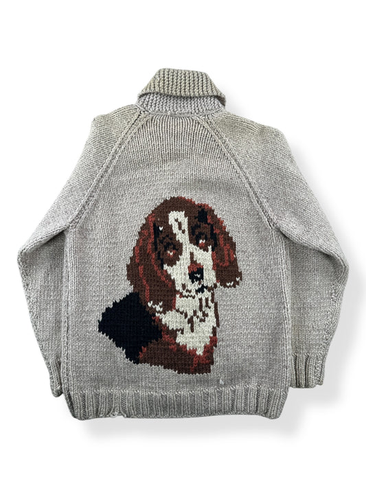 Back of Vintage Basset Hound Cowichan Style Sweater SZ M