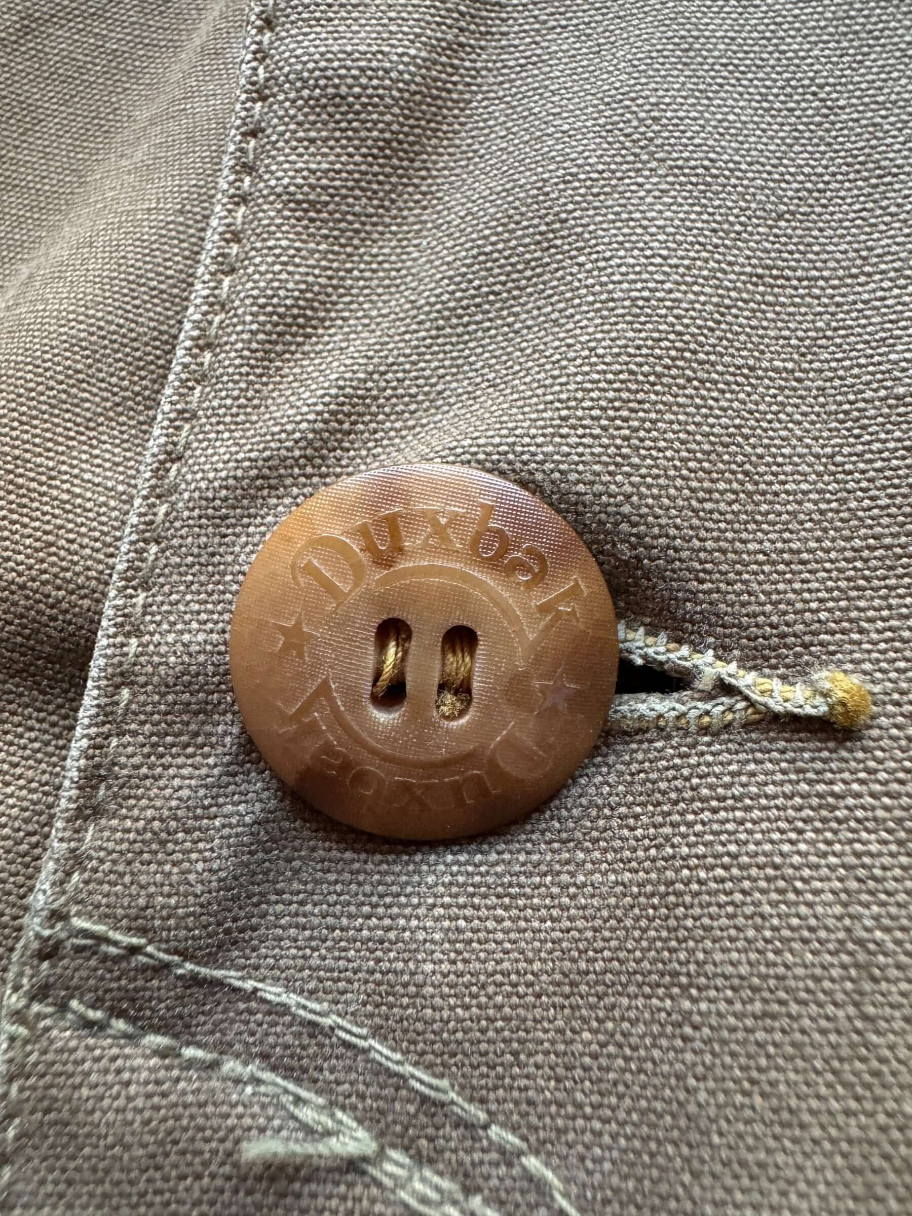 Duxbak Branded Buttons on Vintage Duxbak Hunting Jacket SZ 44