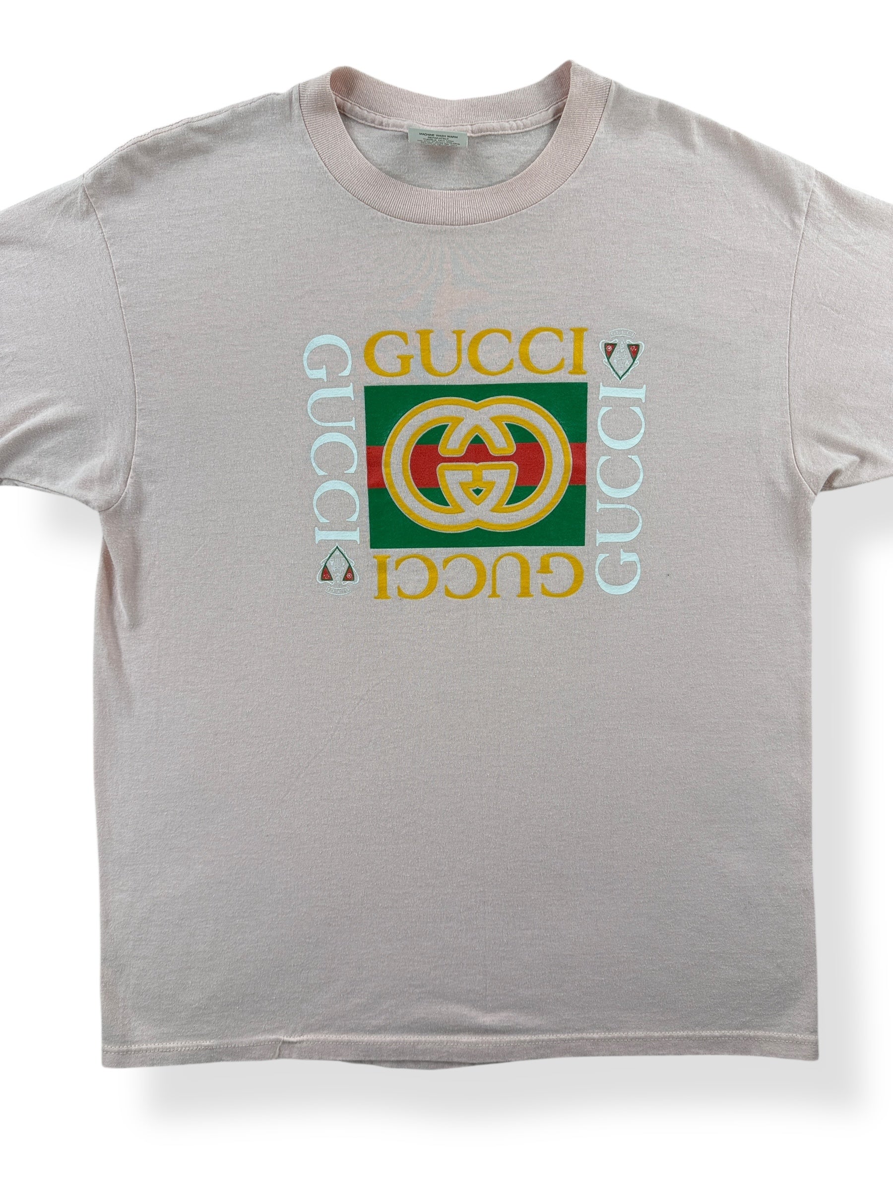 Front Close Up of Vintage Bootleg Gucci Tee SZ M