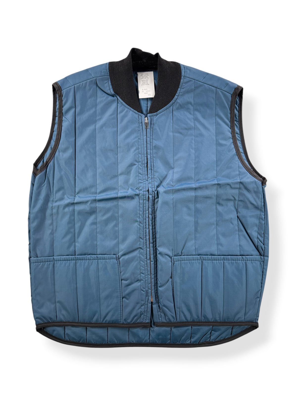Front of Vintage Quilted Navy Blue Vest SZ L