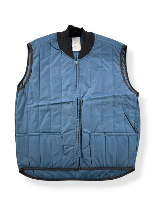 Front of Vintage Quilted Navy Blue Vest SZ L