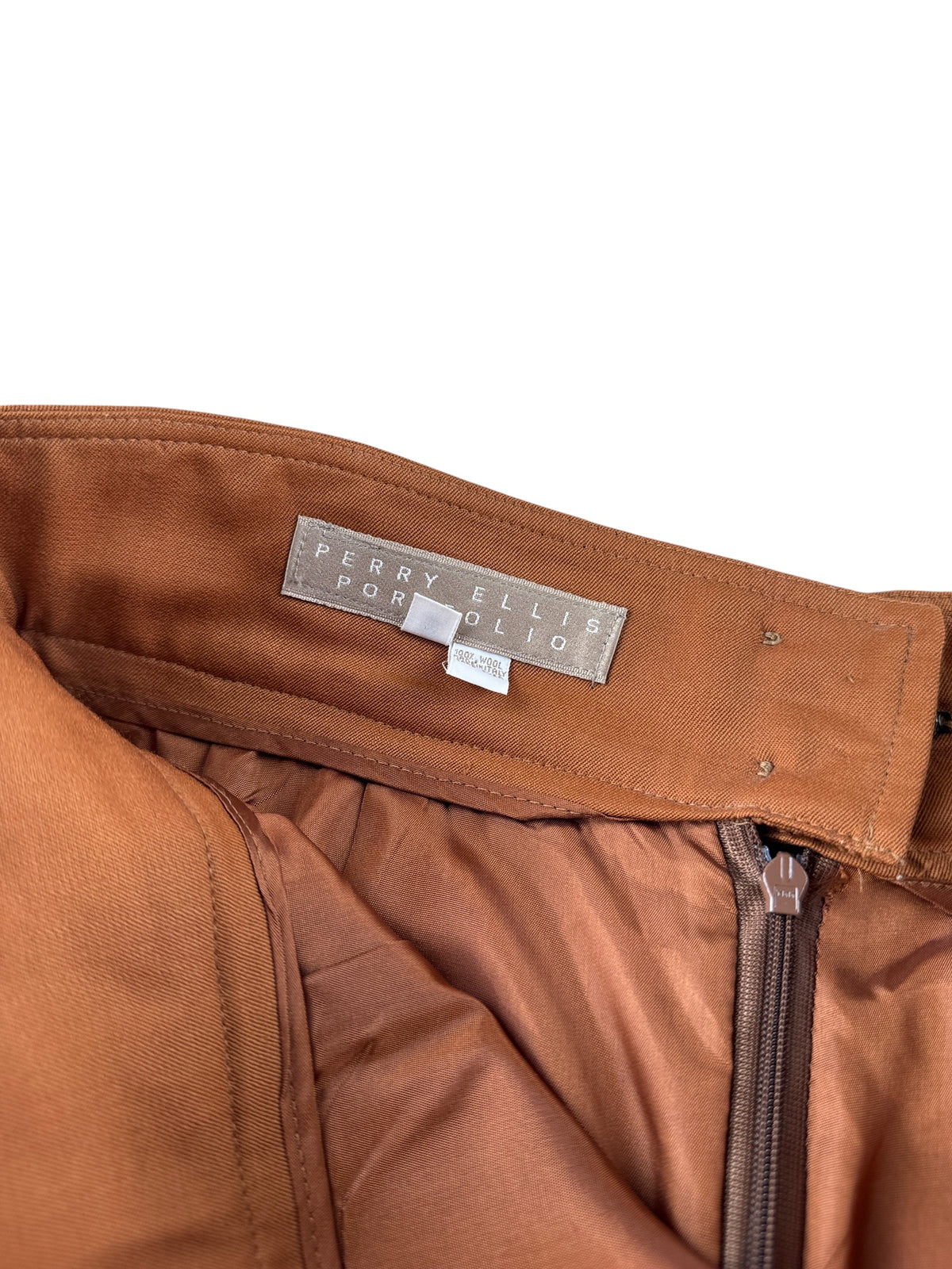 Tags on Vintage 1990s Perry Ellis Wool Skirt W30