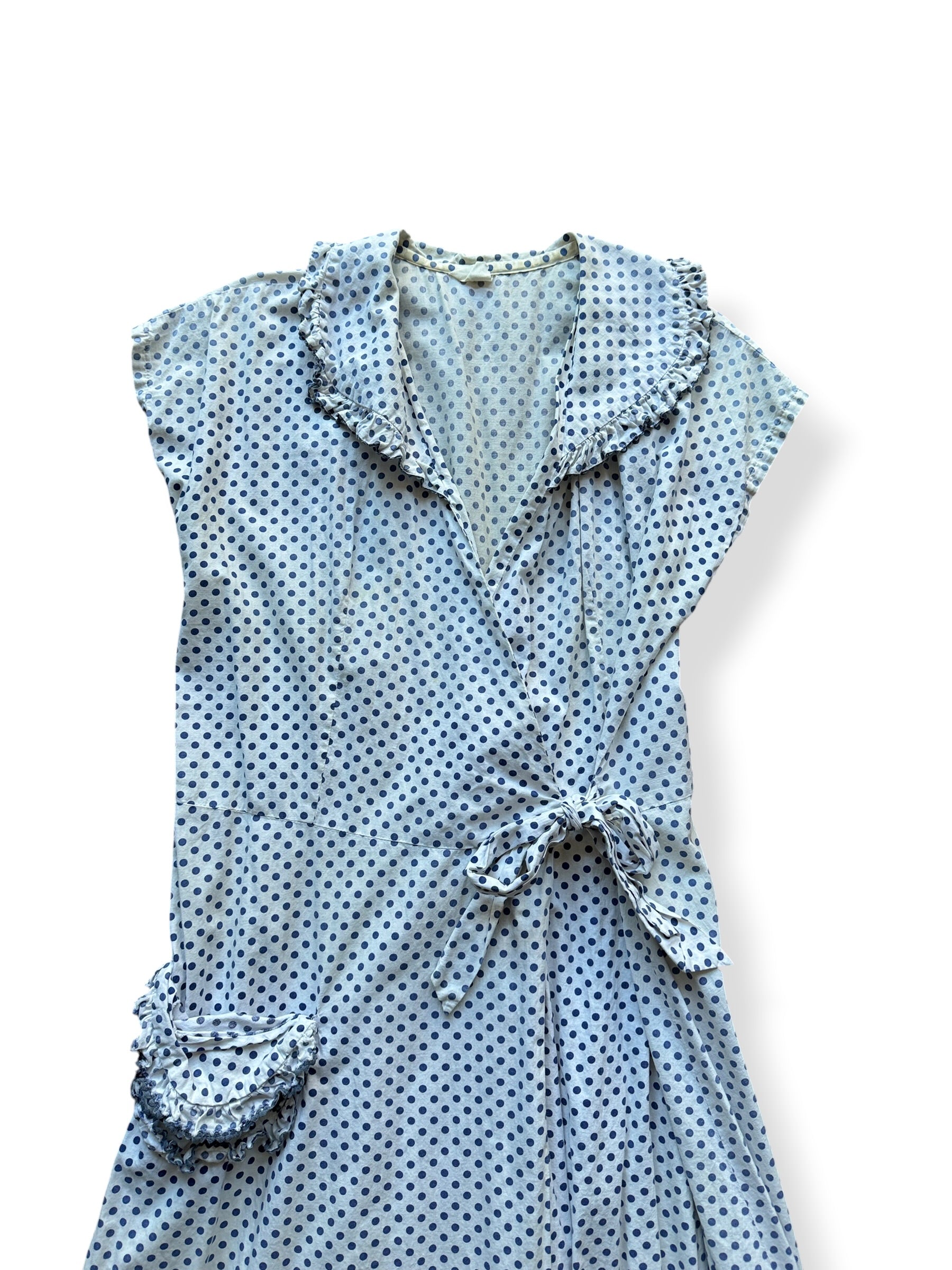 Front Close Up of Vintage Polka Dot Cotton House Dress SZ S/M