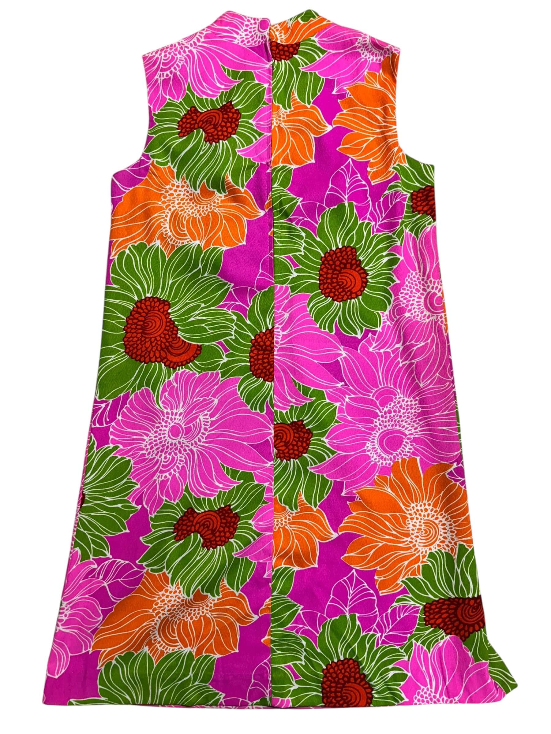 Back view of 1960s Noelani Casuals Hawaiian Barkcloth Dress L