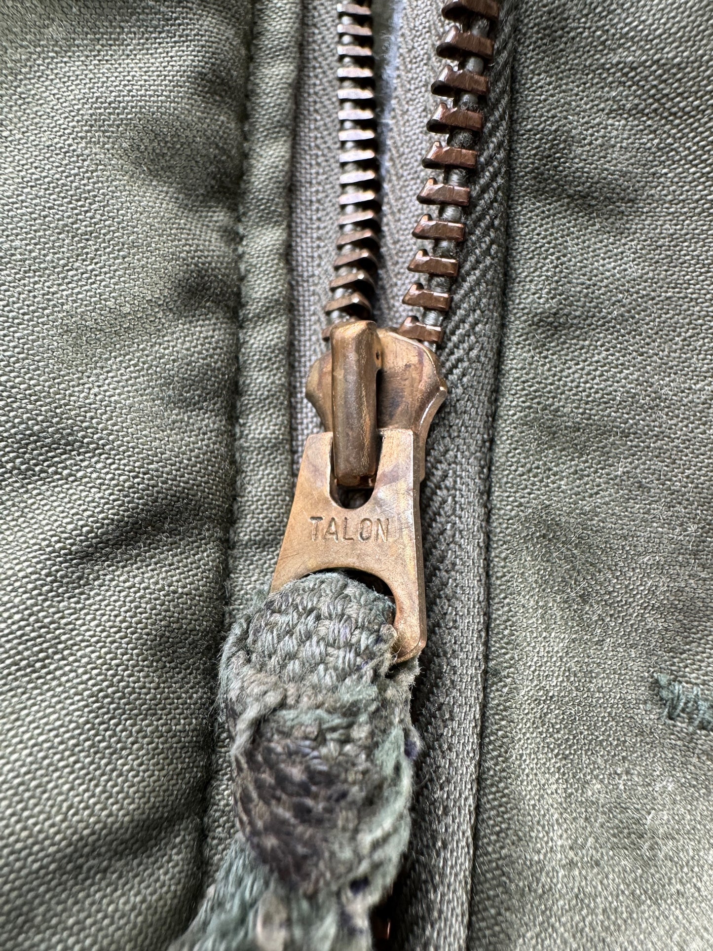 Zipper on Vintage Military A-2 Jacket SZ M - AS IS