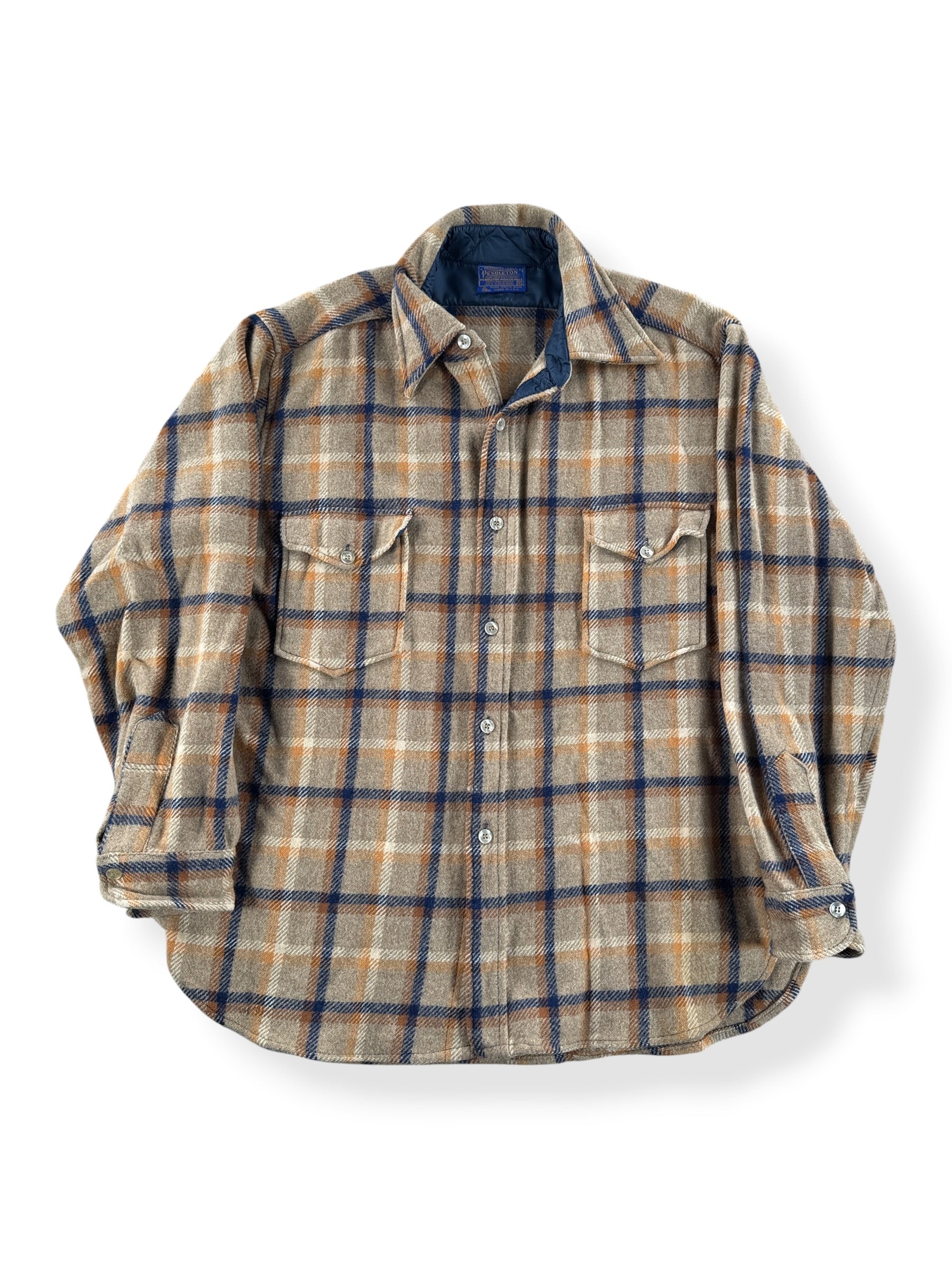 Front of Vintage Beige & Yellow Pendelton Flannel SZ XL