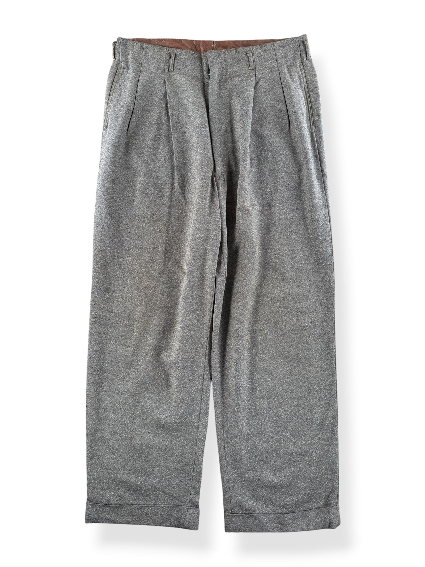 Front of Vintage Flecked Wool Rayon Drop Loop Trousers W34