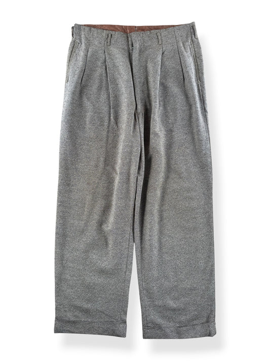 Front of Vintage Flecked Wool Rayon Drop Loop Trousers W34