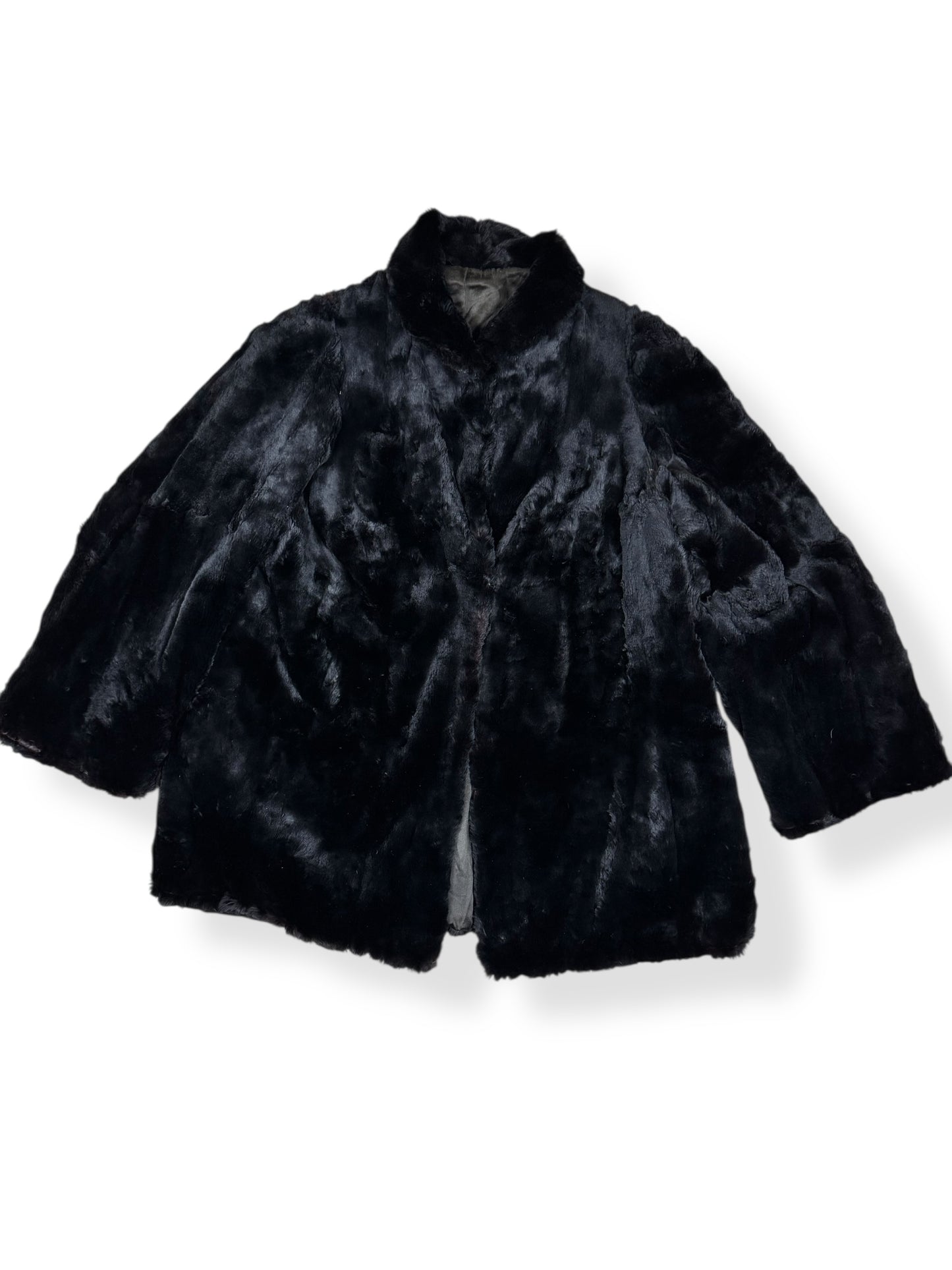 Front of 1940s Black Mink Coat M-L