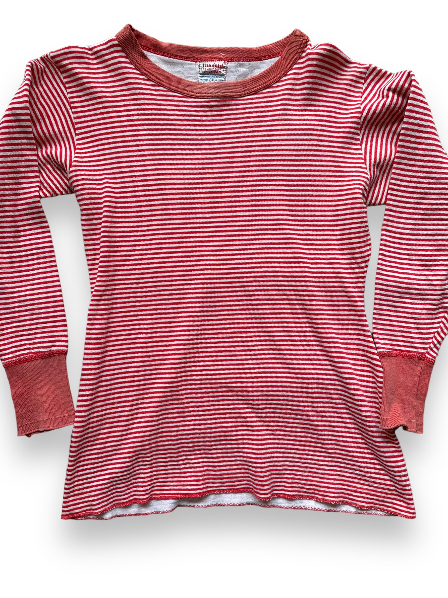 Front Detail on Vintage Duofold Striped Thermal Top SZ M | Vintage Thermal Underwear Seattle | Barn Owl Vintage Goods