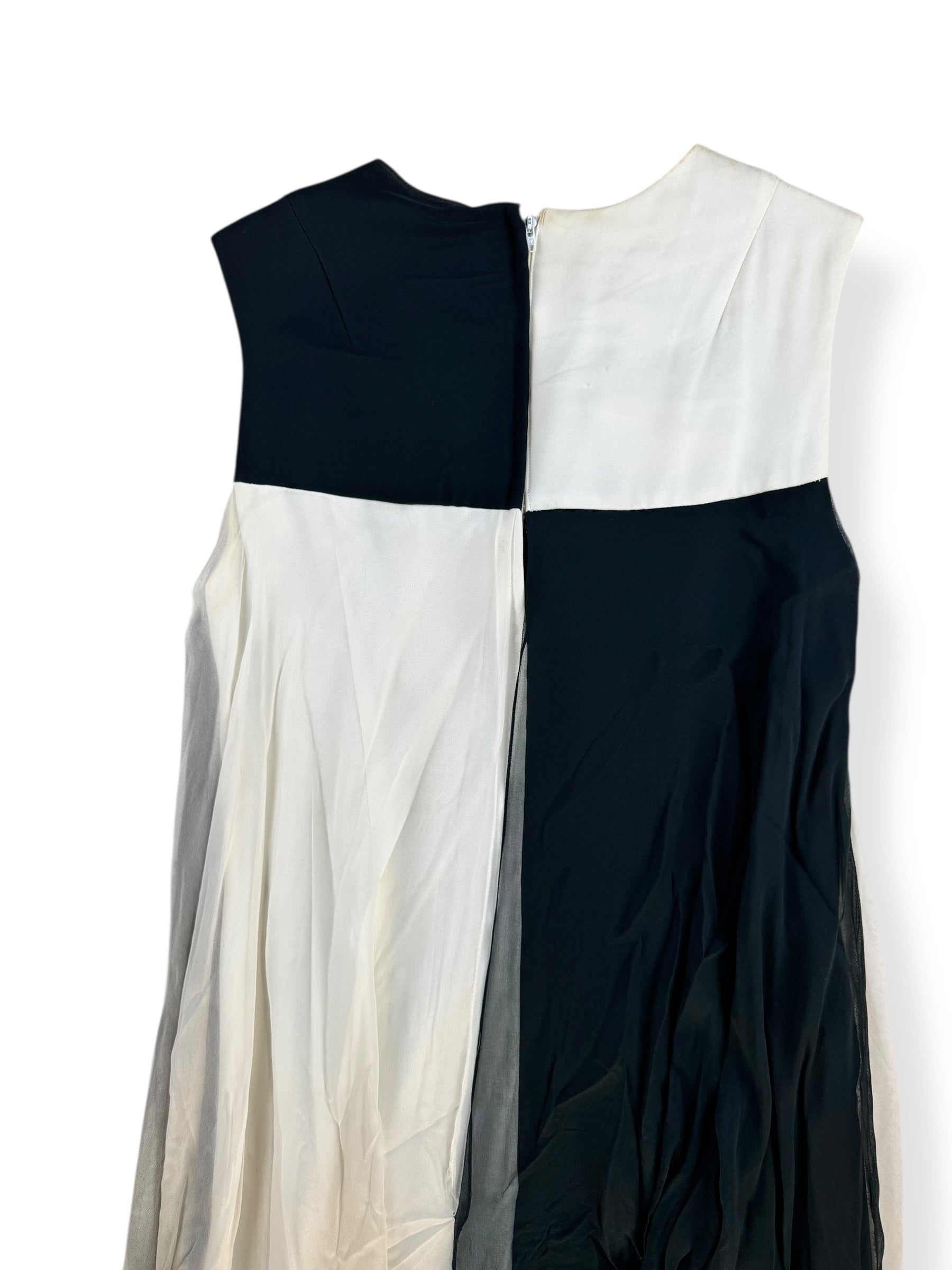Back view of 1960s Wounded Bird Colorblock Chiffon Maxi Dress L
