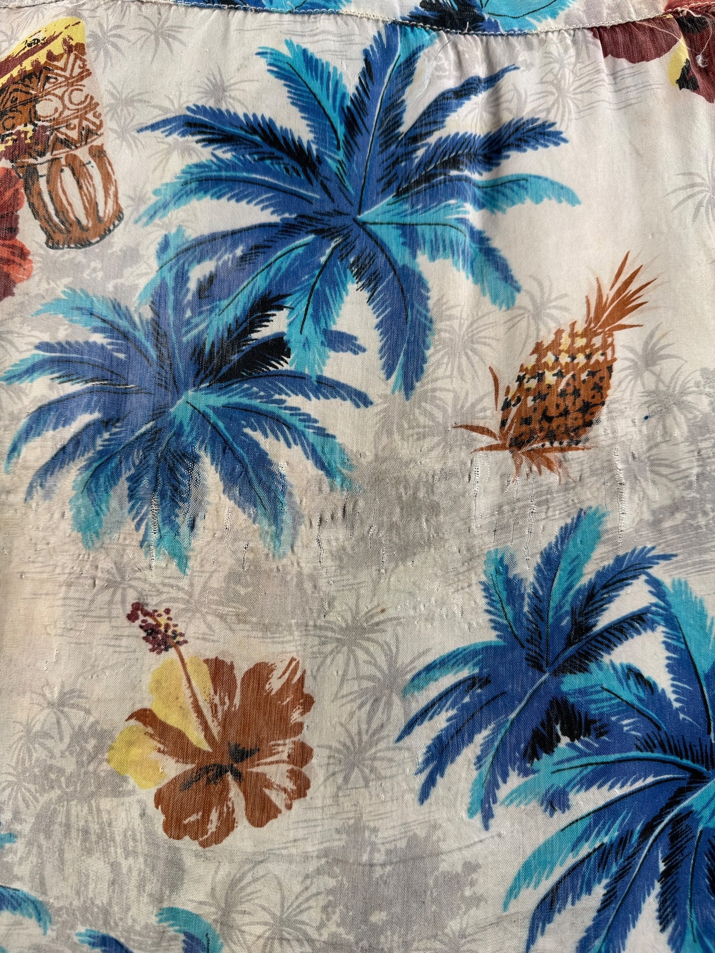 Wear on Vintage Kuonakakai Aloha Shirt SZ S AS IS