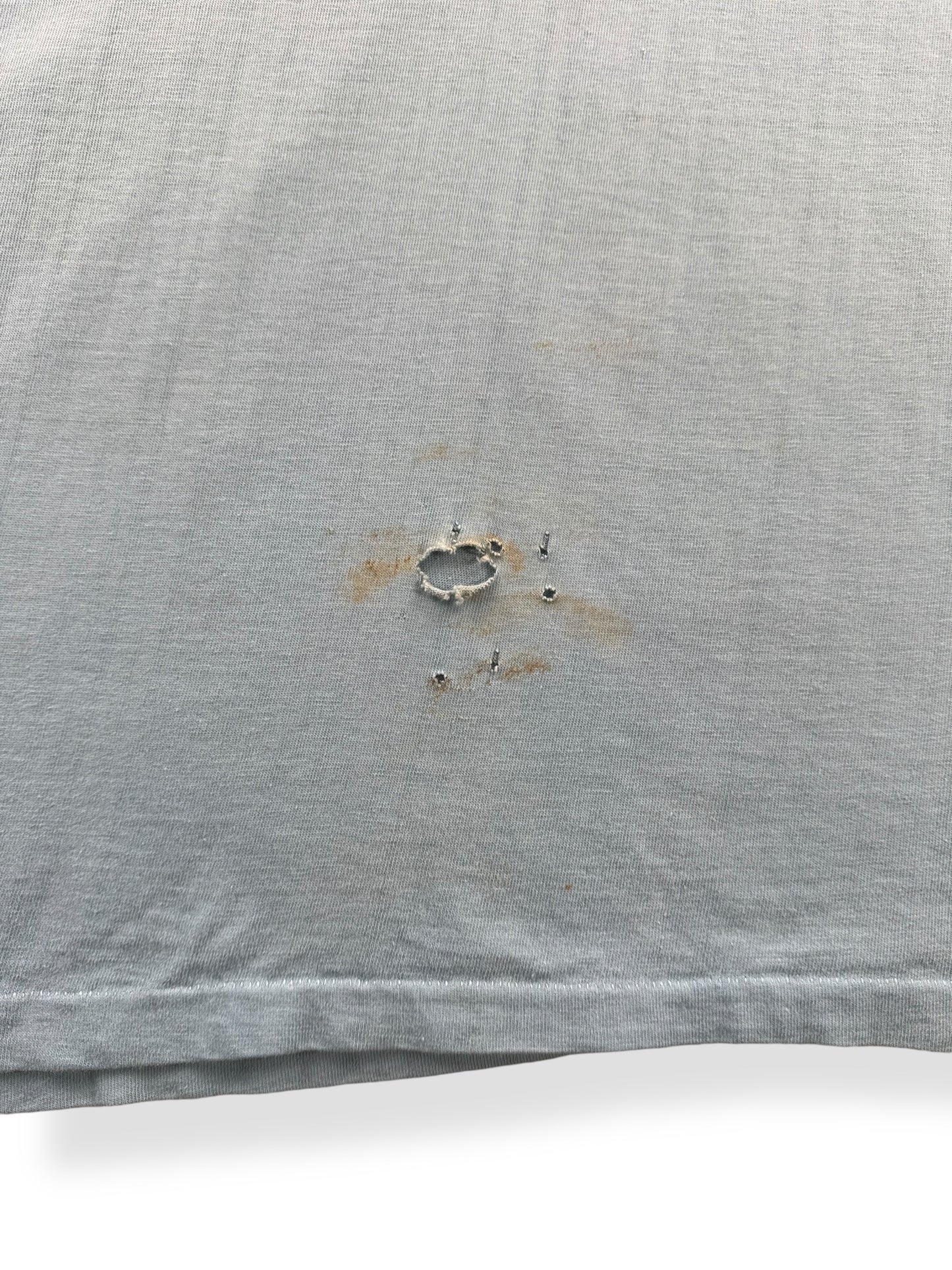 Hole on Vintage Towncraft Robin's Egg Blue Pocket Tee SZ L (Fits M)