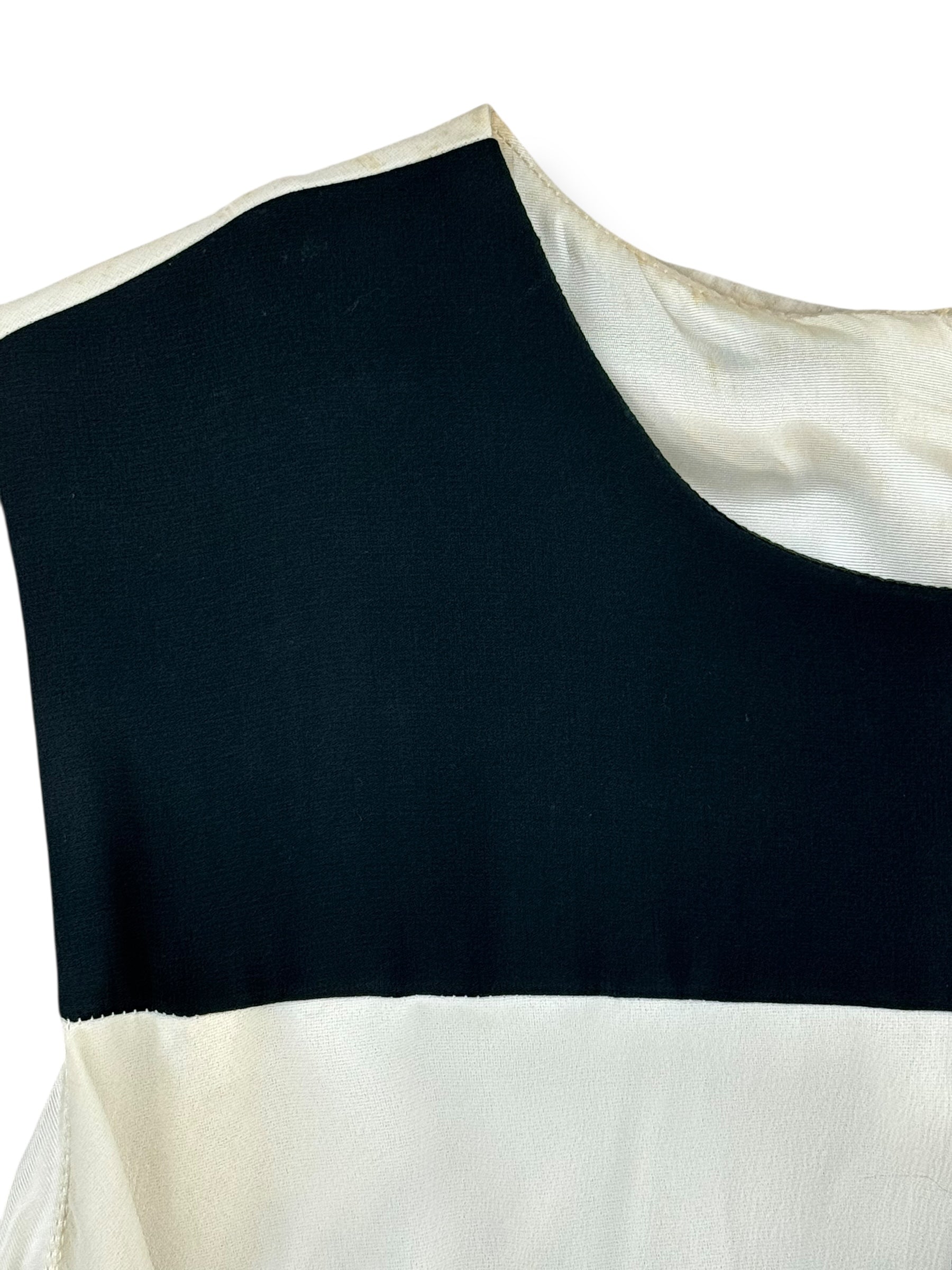 Front right shoulder 1960s Wounded Bird Colorblock Chiffon Maxi Dress L
