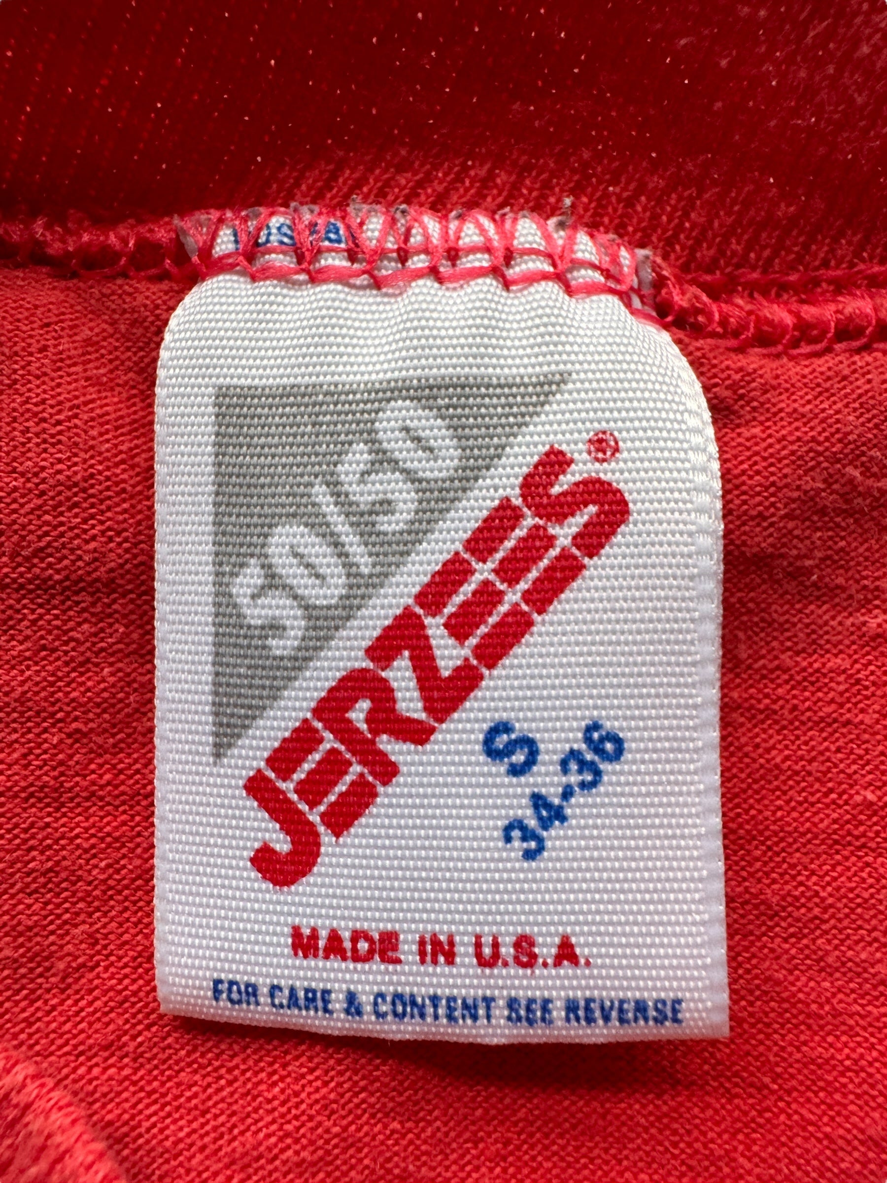 Tag on Vintage Jerzees Red Pocket Tee SZ S